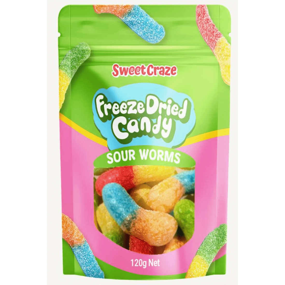 1 Sweet Craze Sour Worms Freeze Dried Candy 120g, 1 of 2