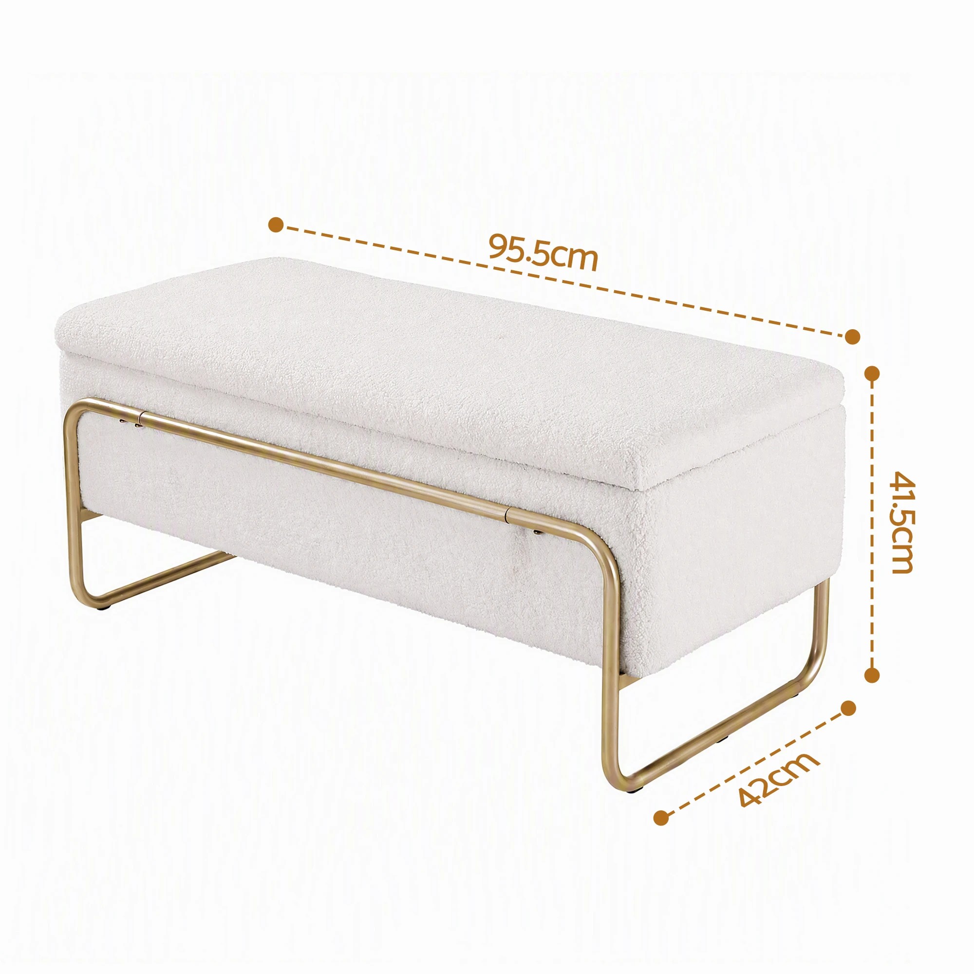 7 Artiss Storage Ottoman Boucle Padded Seat Footrest Hidden Storage- White, 7 of 8