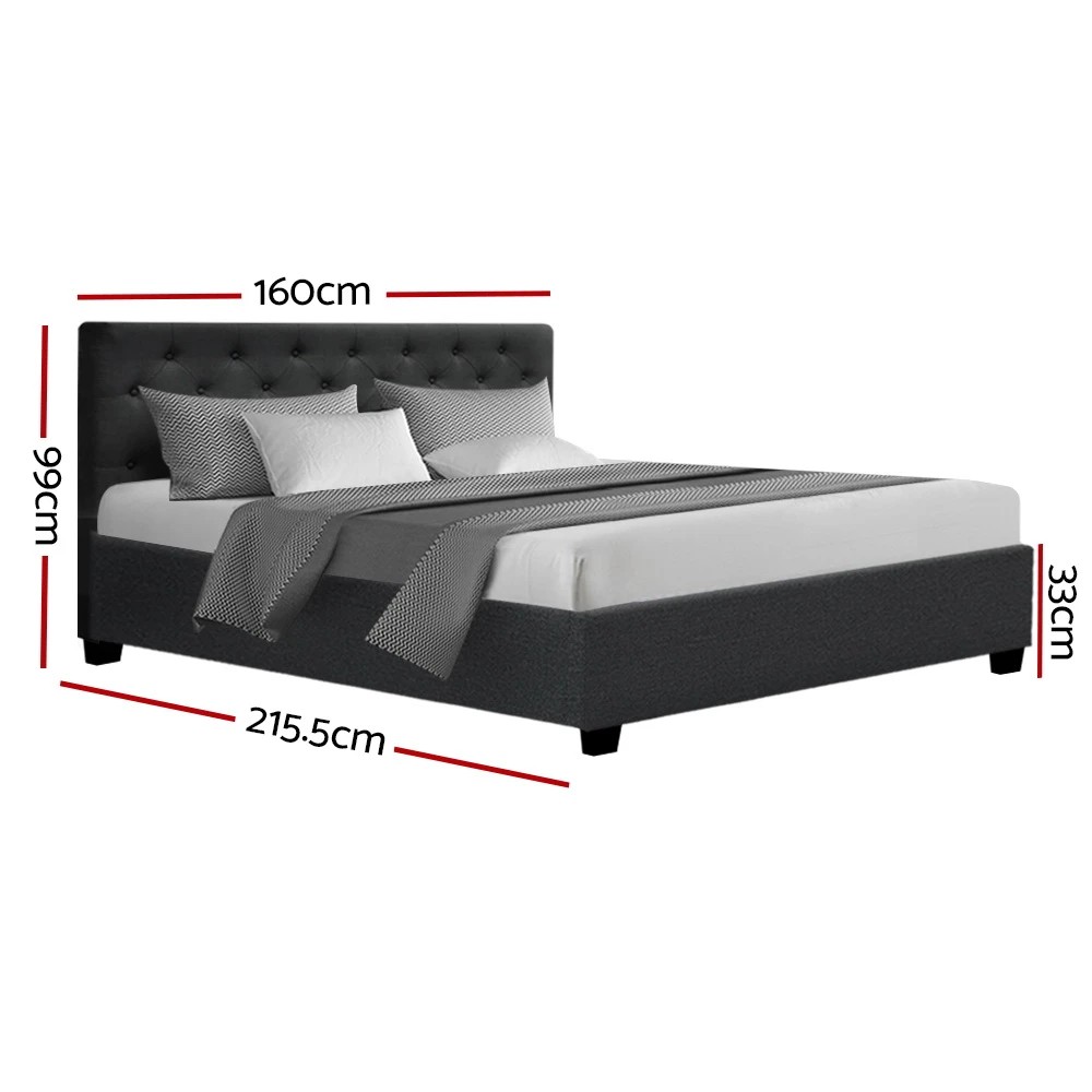 2 Artiss Bed Frame Queen Size Gas Lift Charcoal VILA - Charcoal, 2 of 10