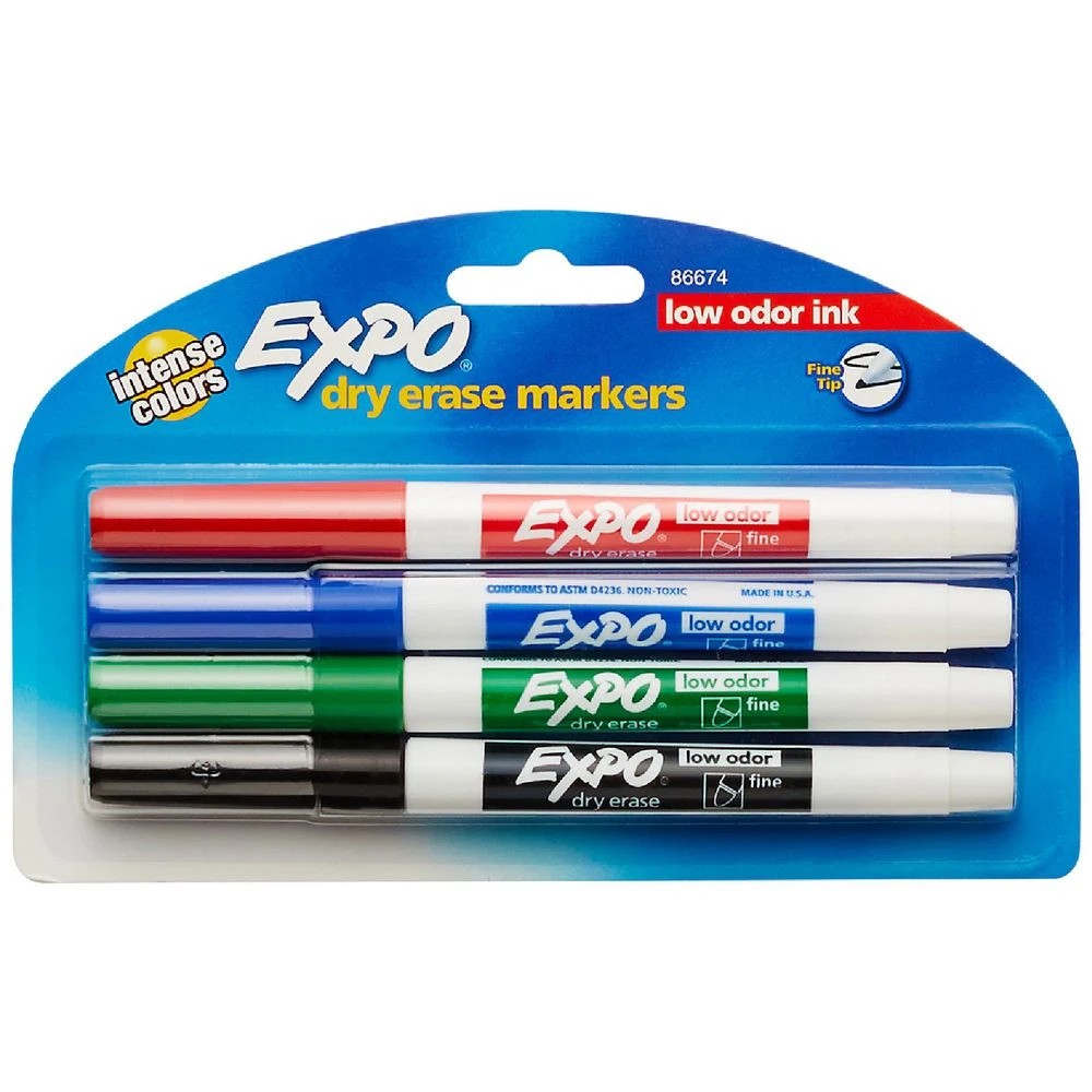 1 Expo Fine Whiteboard Markers Bullet Assorted 4 Pack, 1 of 4