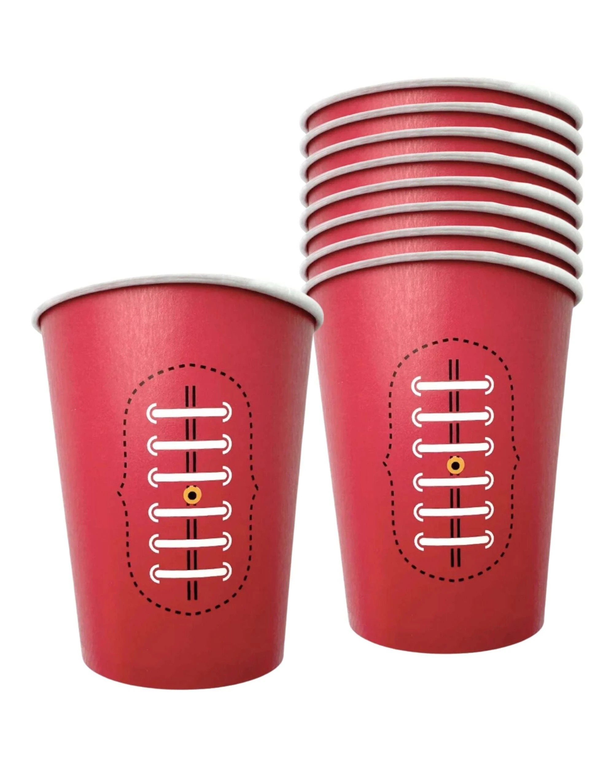 1 Party Maker Footy Paper Cups 266ml Pack of 8 - Red, 1 of 2