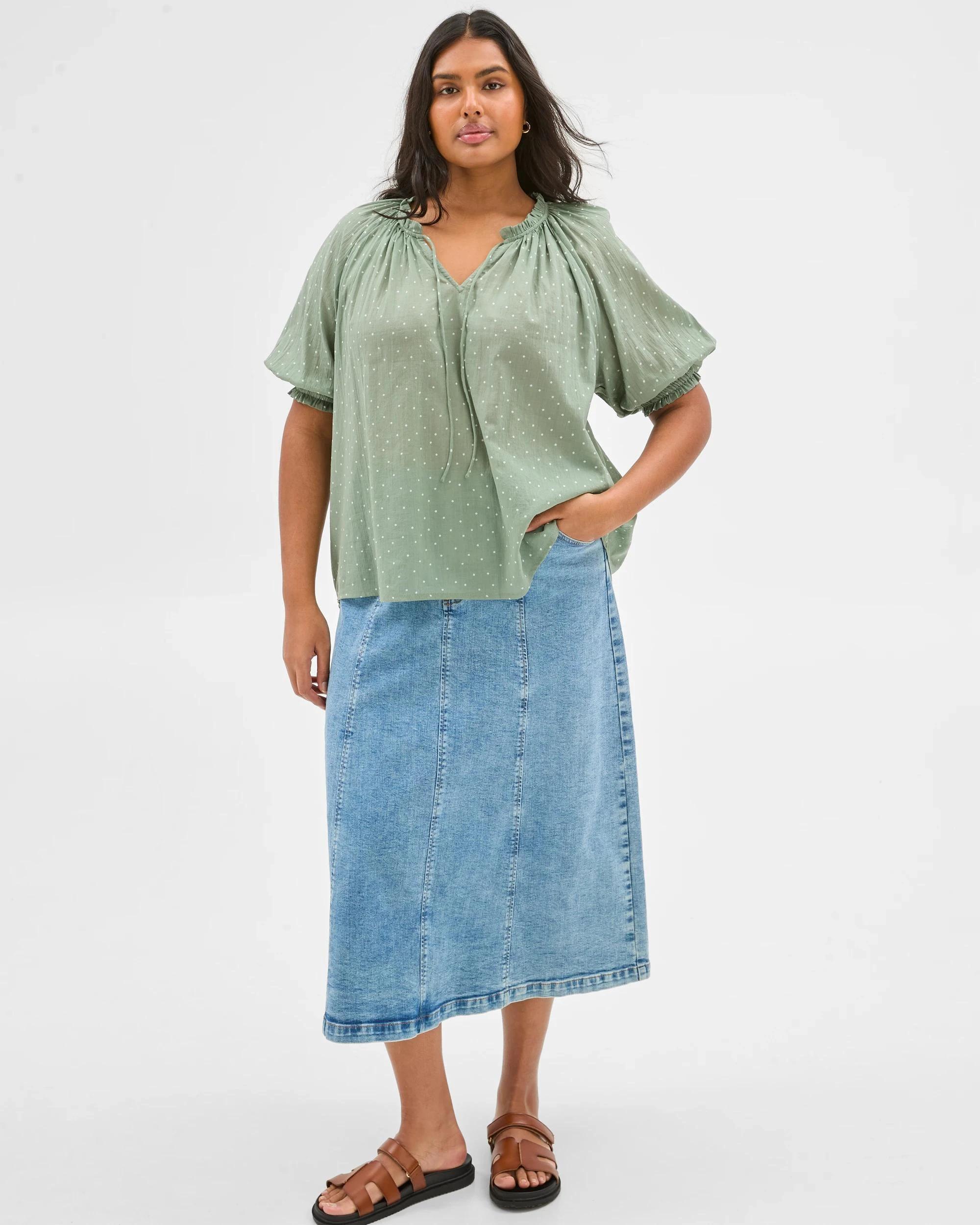 5 Target Plus Size 3/4 Poet Sleeve Blouse SEAGRASS SPOT, 5 of 6