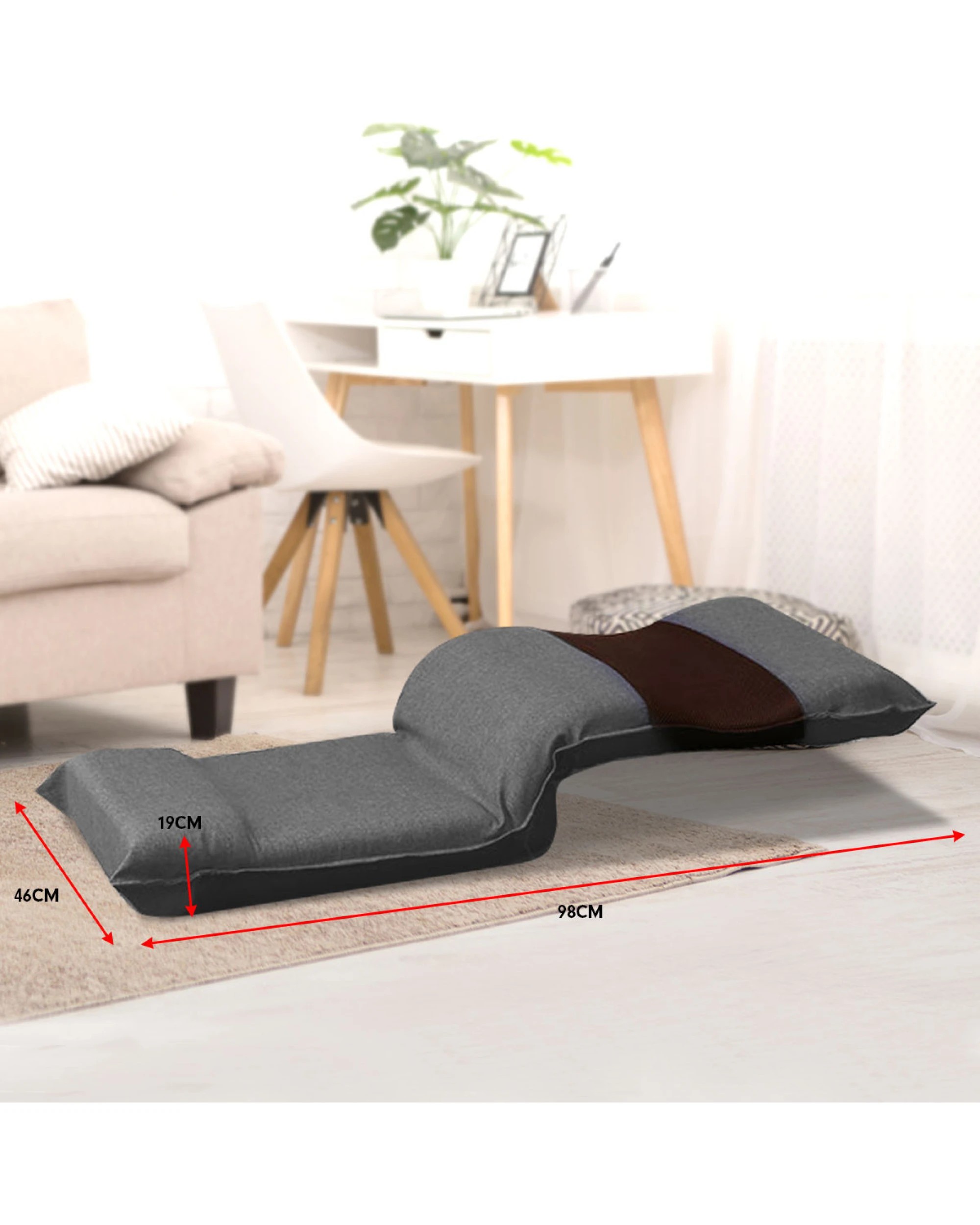 3 Adjustable Floor Lounge Chair 98 X 46 X 19cm - Light Grey, 3 of 6