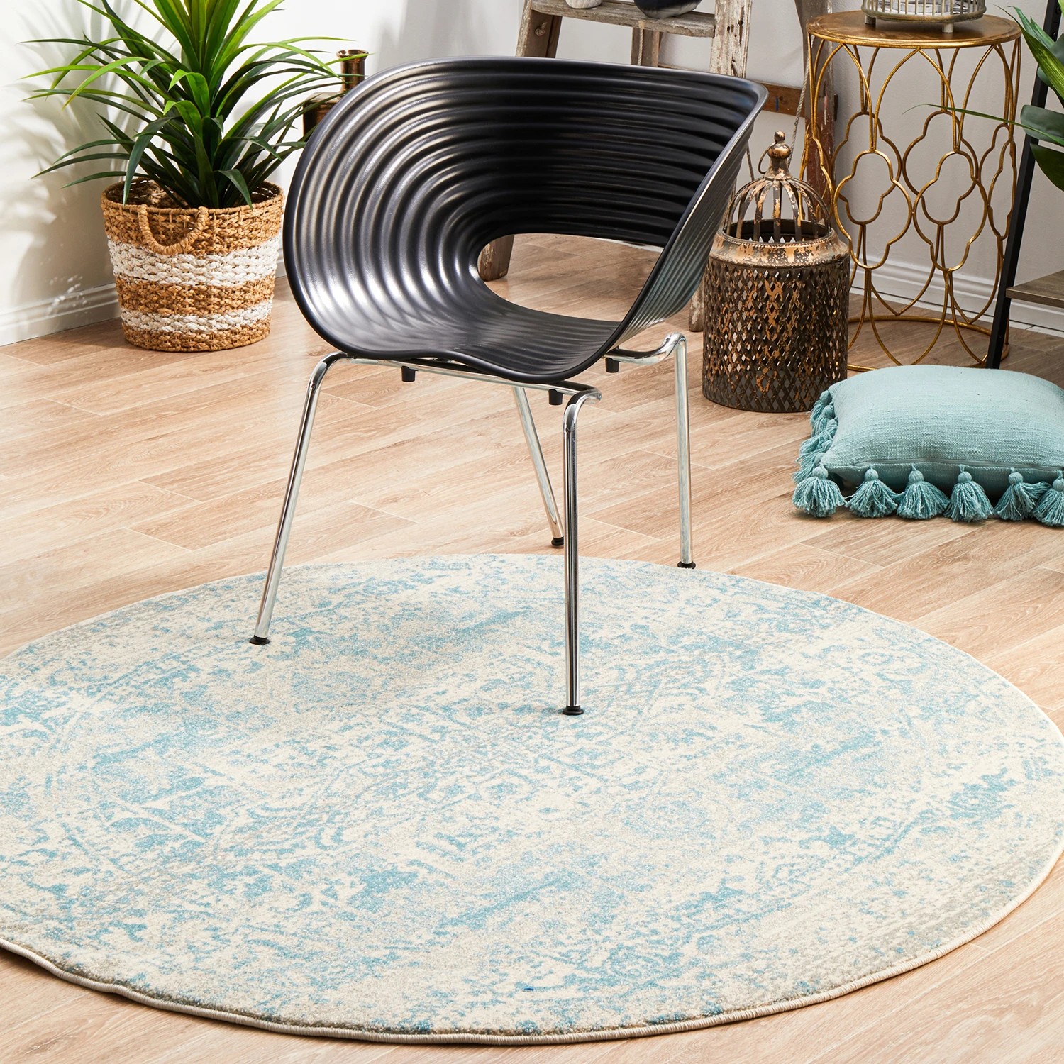 3 Common Ground Rugs Encore 253 200x200cm - Medium Round Power Loomed Pet Friendly Rug - Blue, 3 of 7