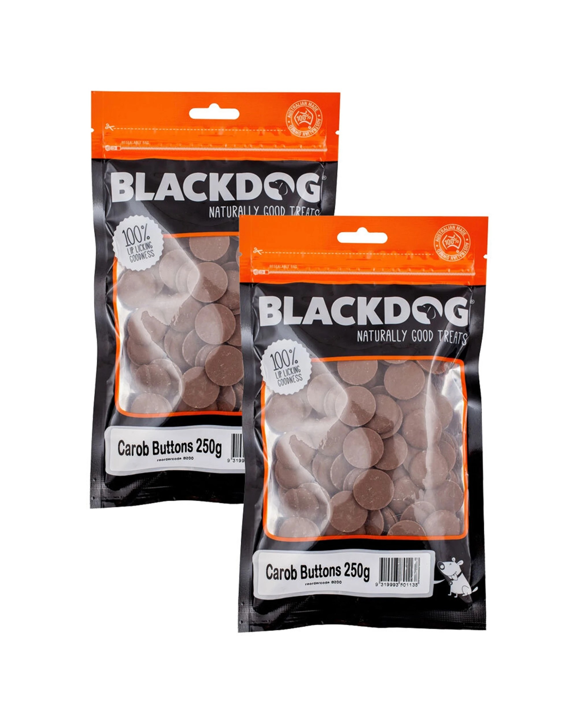 1 Blackdog Carob Buttons Dog Treat 2 Pack 250g Natural Chocolate Alternative - Brown, 1 of 1