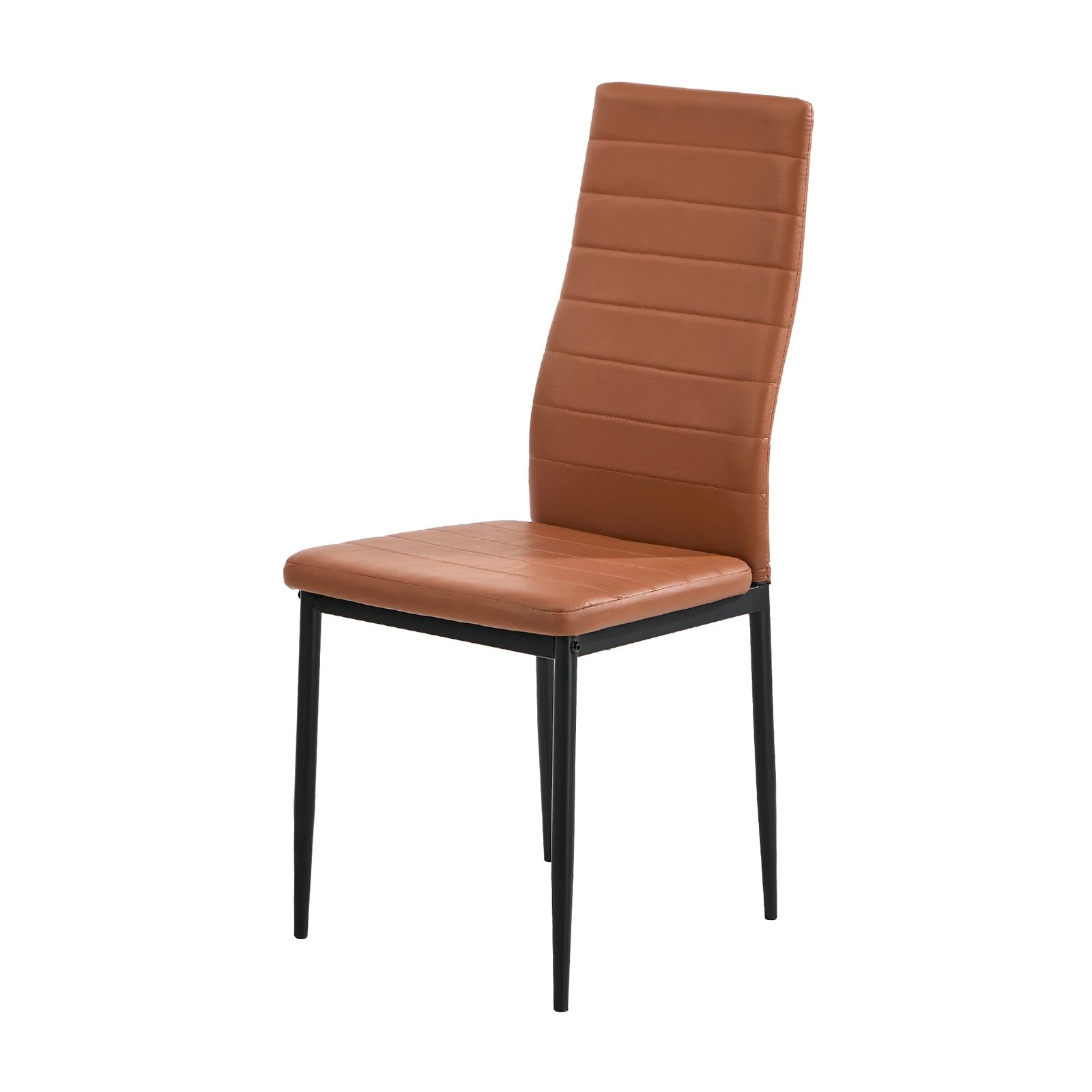 7 Oikiture 6PCS Dining Chairs High-Back Kitchen Chair Padded Faux Leather- Brown, 7 of 10