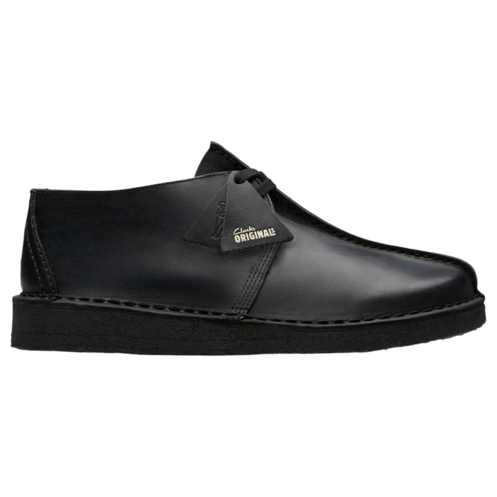 1 Clarks Mens Desert Trek Formal Smooth Leather Lace Up Shoes BLACK, 1 of 6