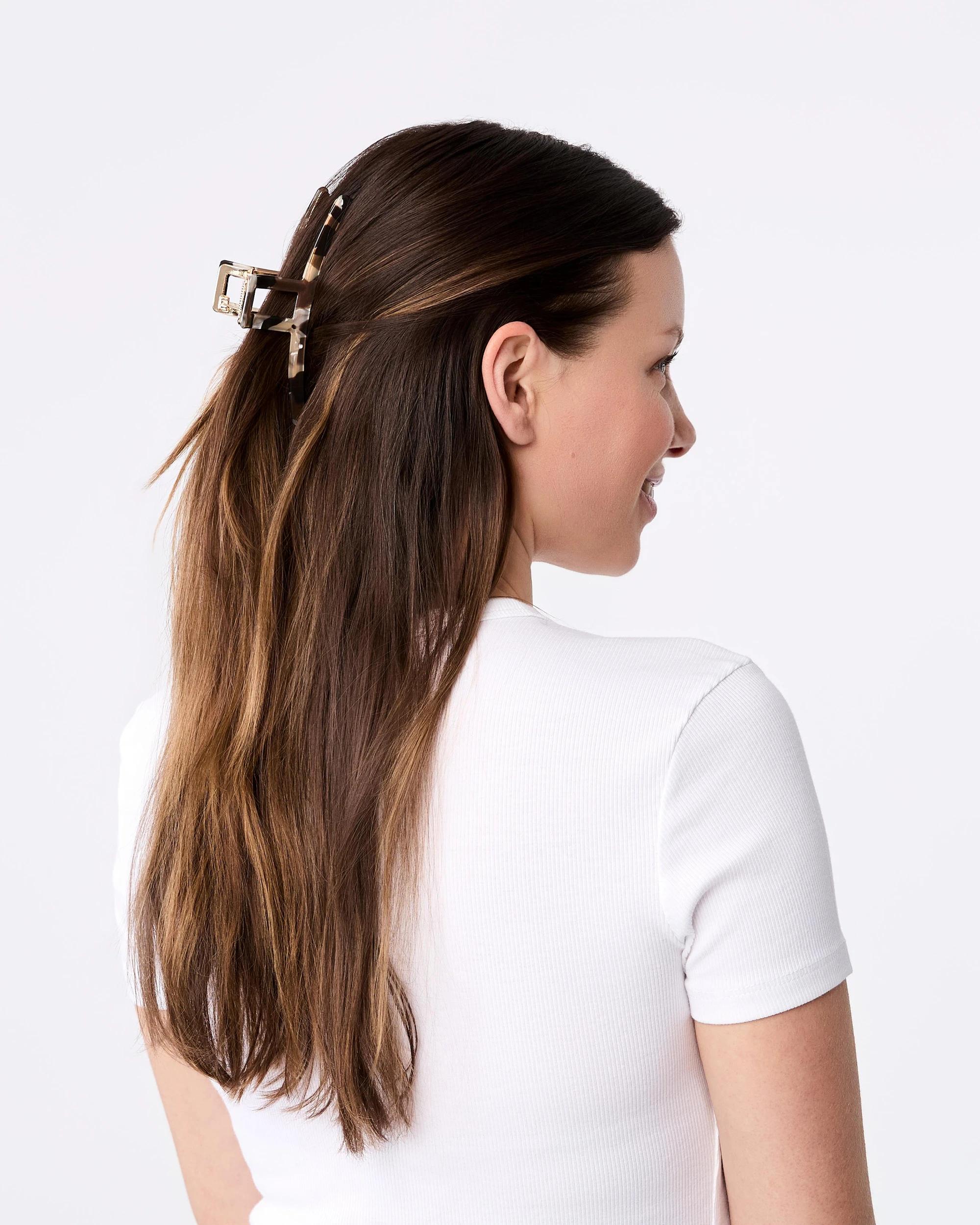 2 Square Metal Resin Claw Hair Clip Brown, 2 of 3