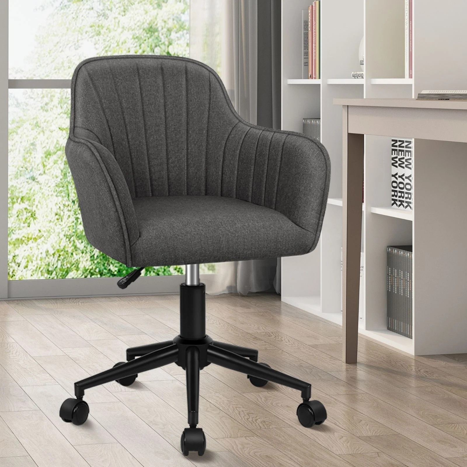 10 Alfordson Office Chair Fabric Swivel Armchair Computer Adult Kids - Grey, 10 of 10