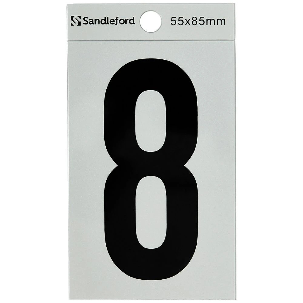 1 Sandleford 8 Self-adhesive Numeral Silver 85mm, 1 of 1