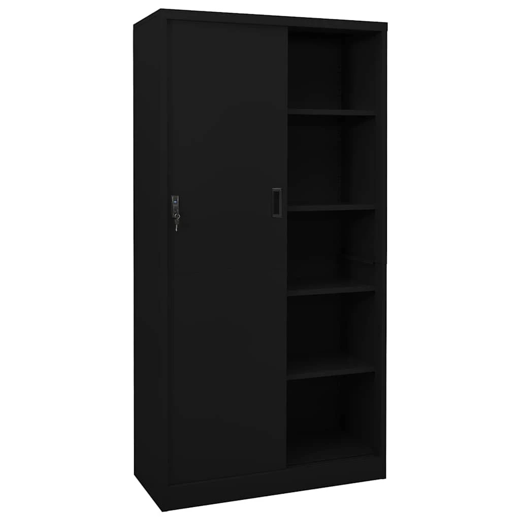 2 vidaXL Office cabinet Height-Adjustable Shelves - Black - Black, 2 of 10