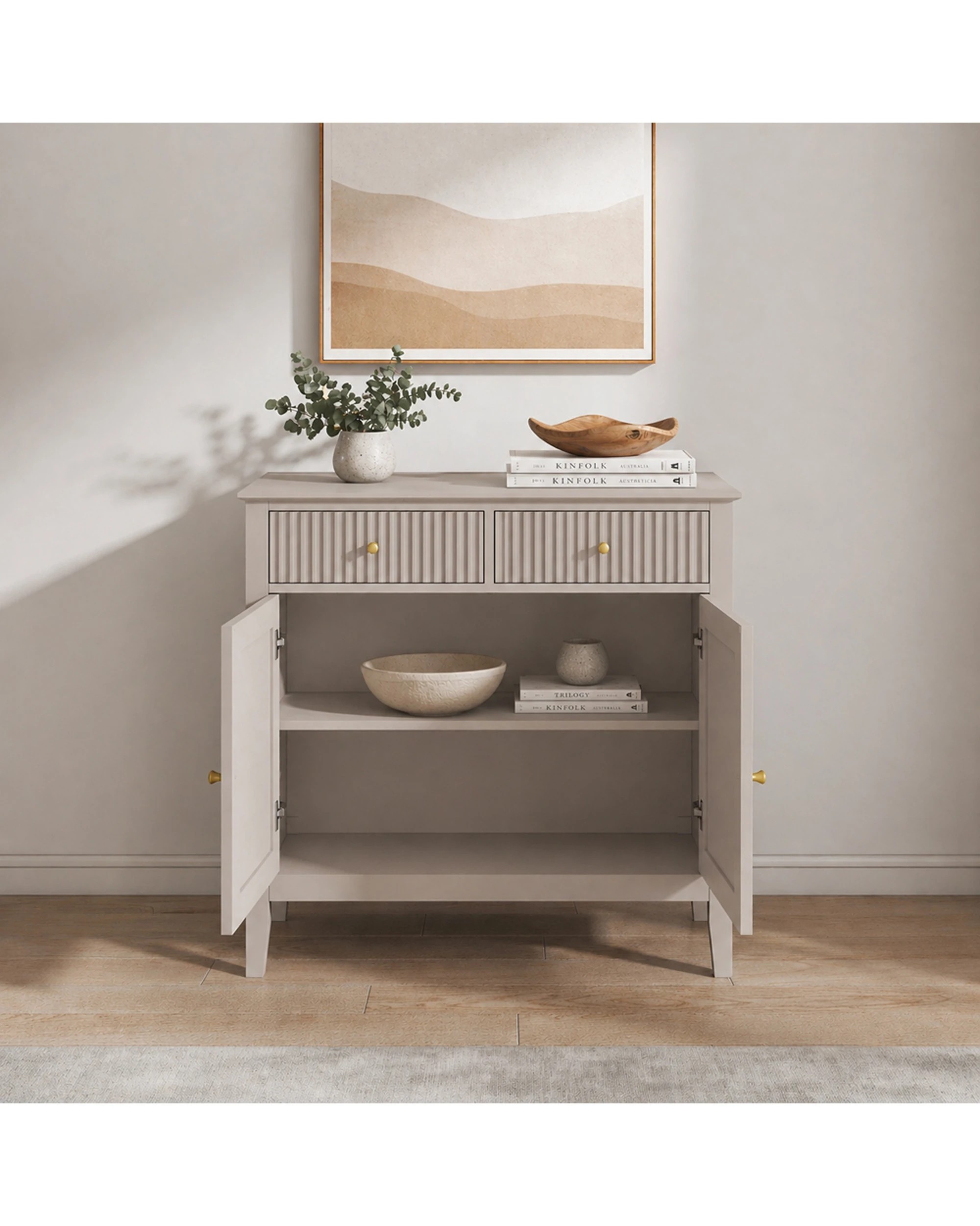 4 Alpine Bay Zara Fluted Buffet Cabinet 2 Door - Beige, 4 of 7