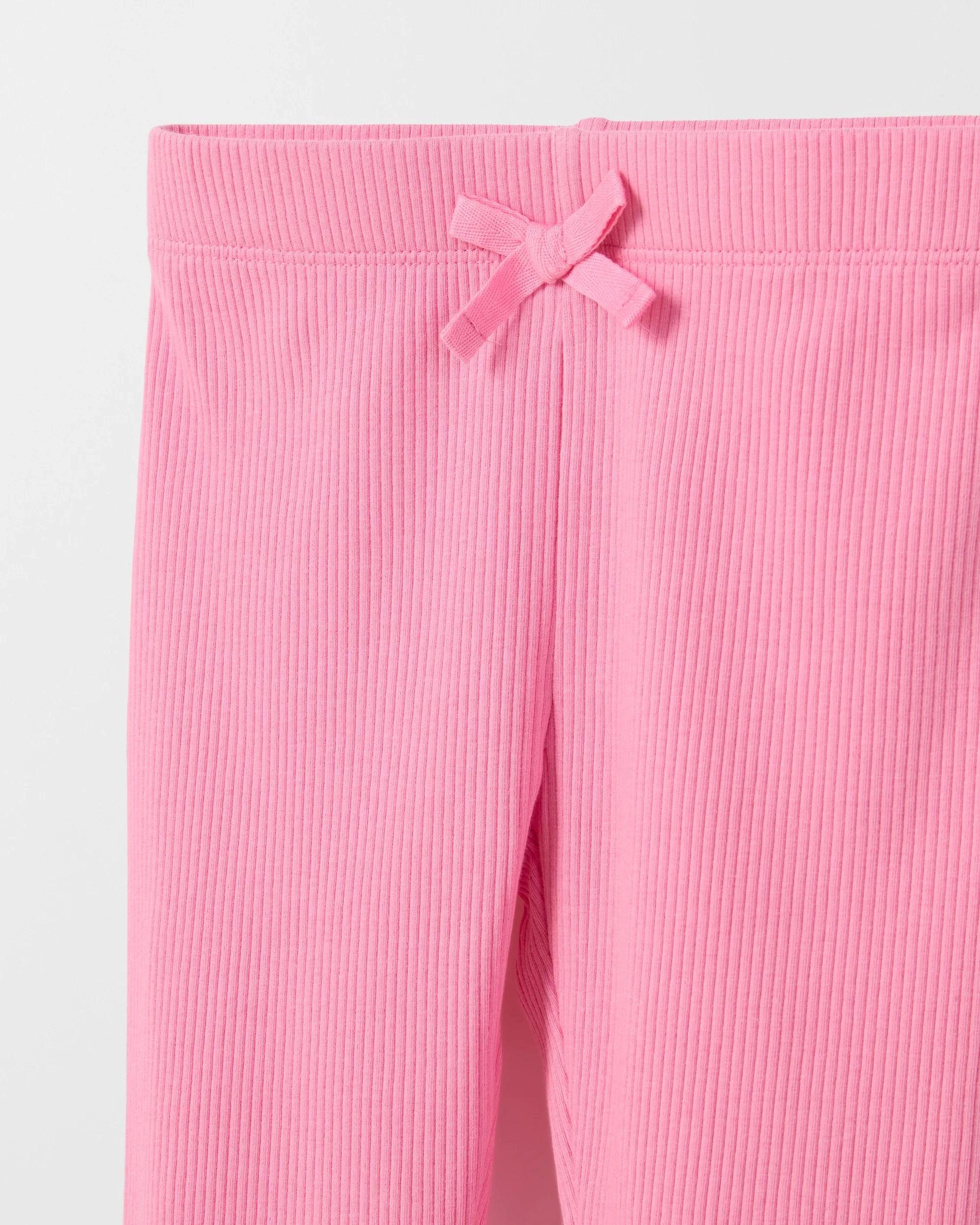 2 Target Kids Australian Cotton Blend Bow Lace Rib Leggings PINK, 2 of 2