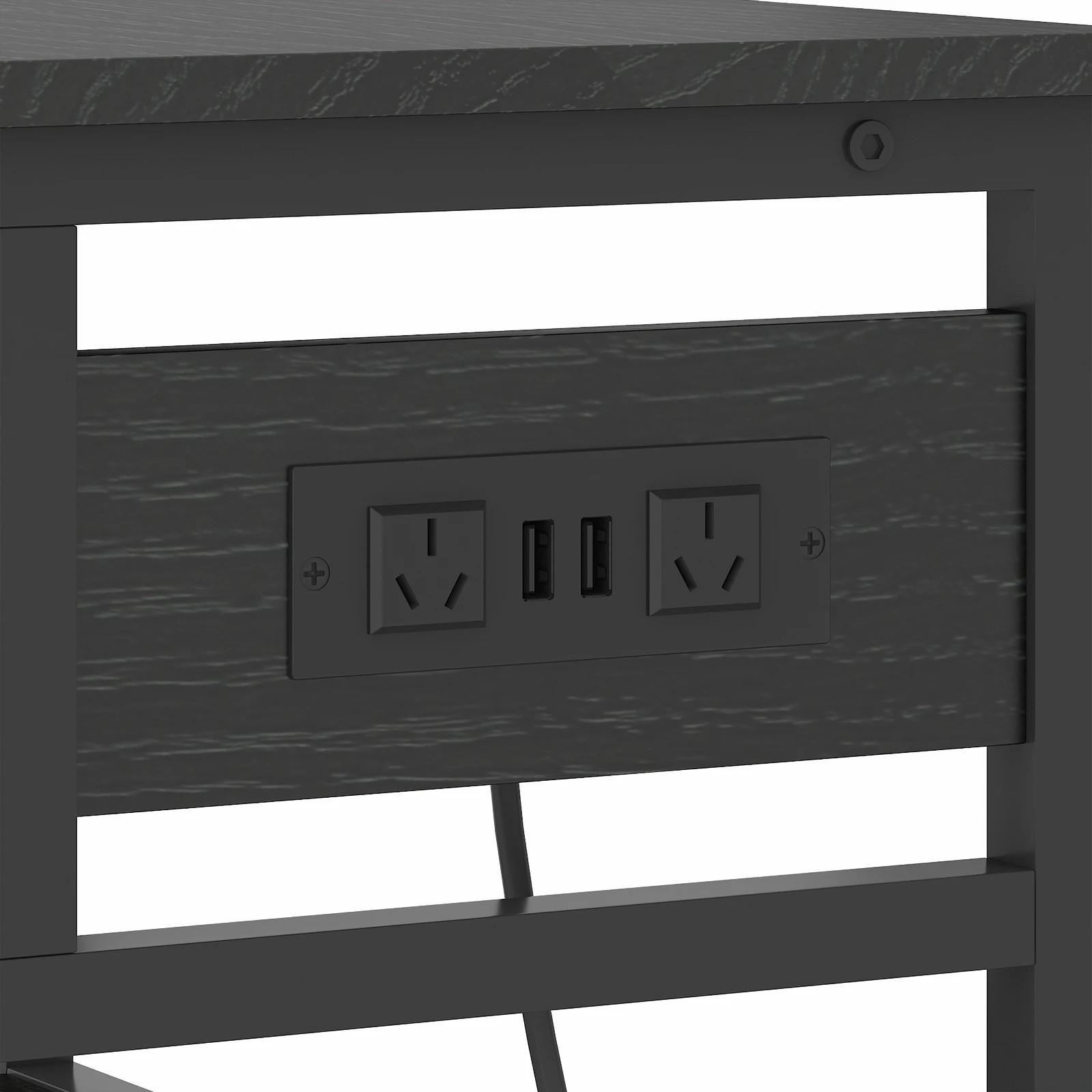 4 Advwin Large Mobile Printer Stand with Charging Station and Height Adjustable shelfs - Black, 4 of 7