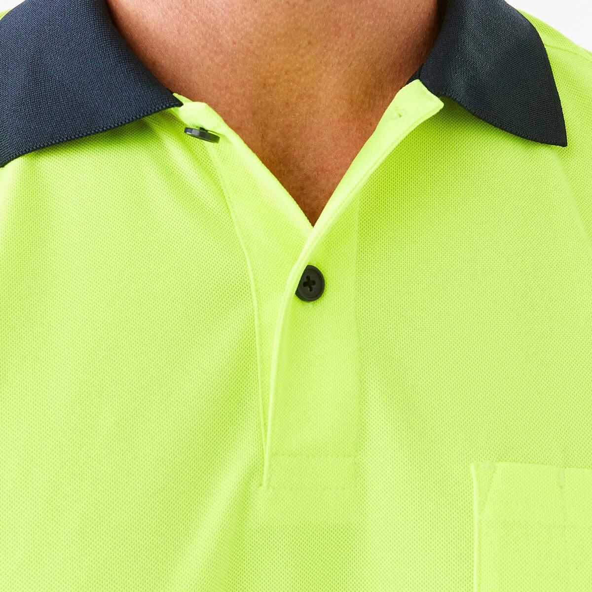 5 Workwear Short Sleeve Hi-Visibility Cool Polo Shirt FLURO YELLOW, 5 of 7
