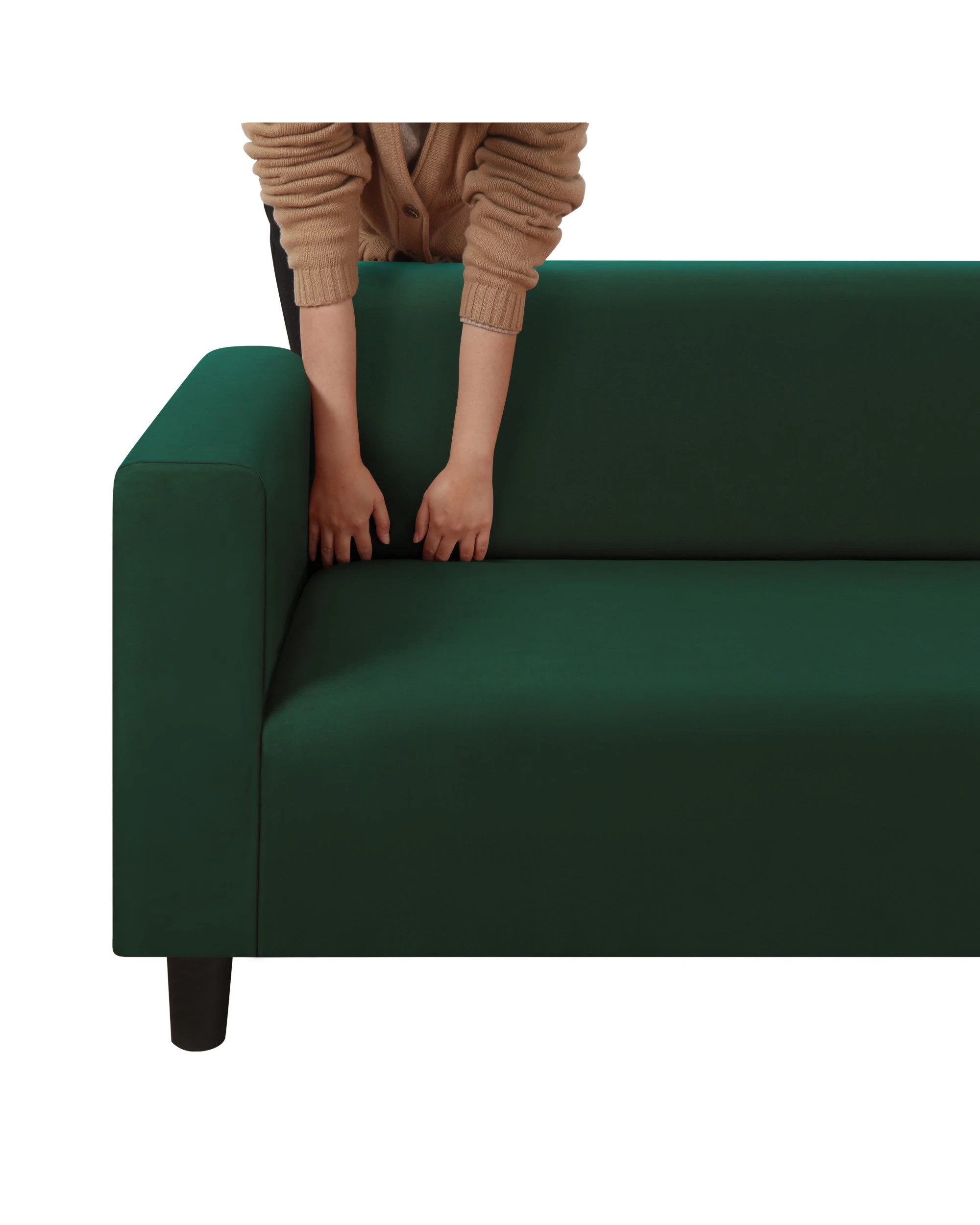 5 Sherwood Home Premium Faux Suede 3 Seater Couch Sofa Cover - Forest Green, 5 of 6