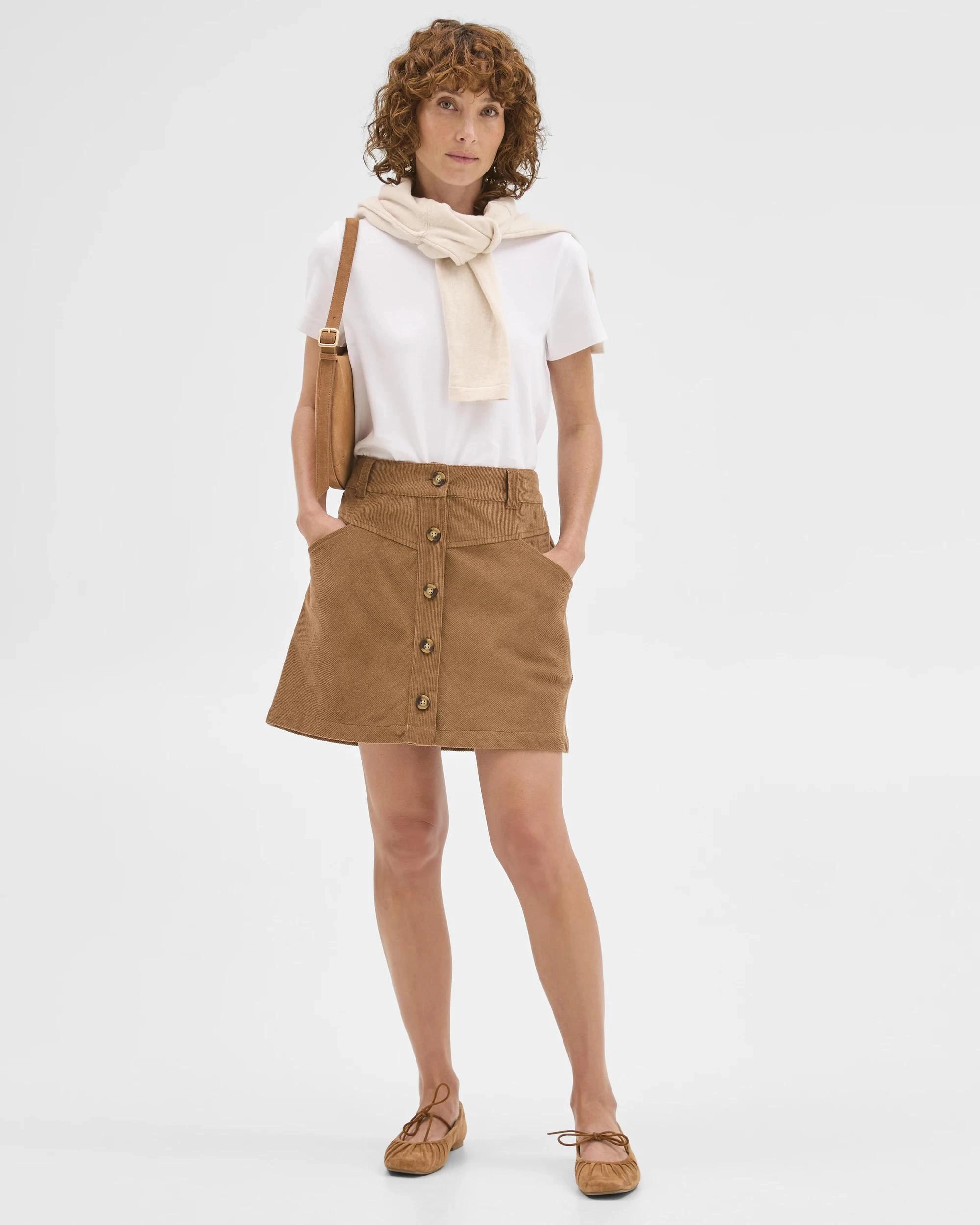 2 Target Woman Cord Button Front Mini Skirt PARTRIDGE, 2 of 6