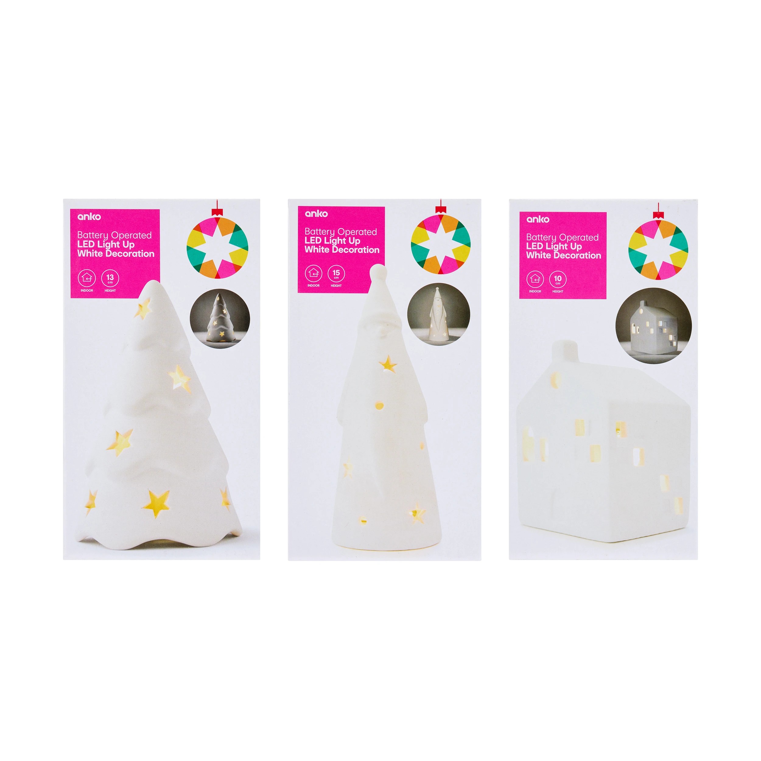 8 Battery Operated LED Light Up White Decoration - Assorted, 8 of 9