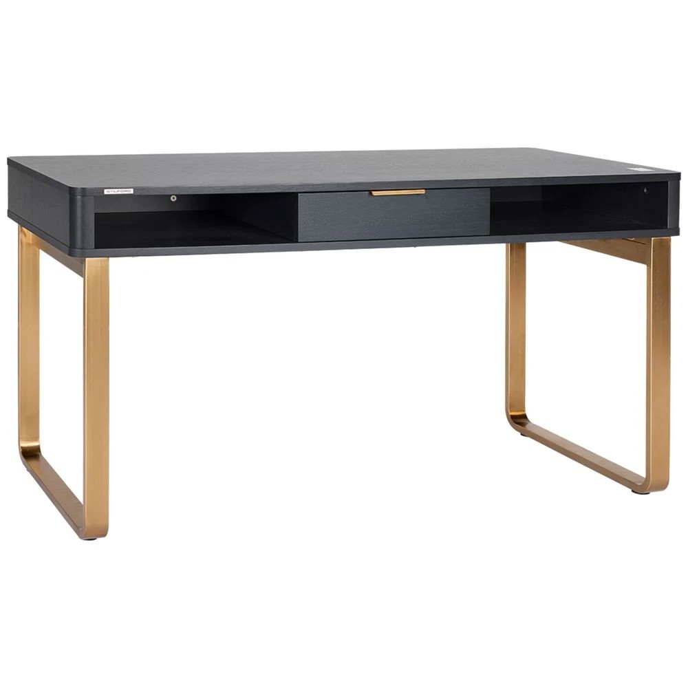1 Stilford Herring Loop Leg 1400mm Desk Charcoal and Gold Desks, Tables and Workstations, 1 of 10