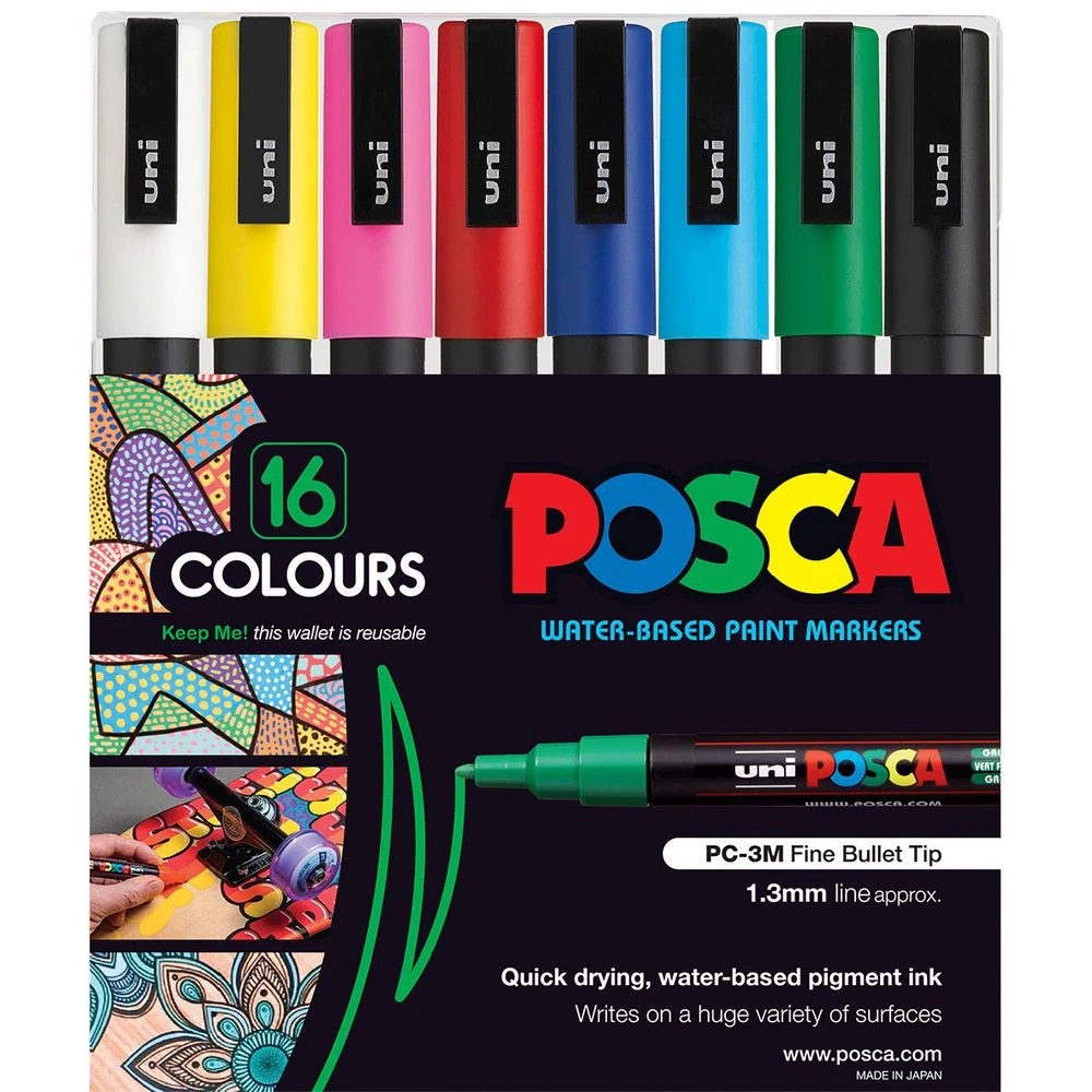 1 POSCA PC-3M Paint Markers Assorted 16 Pack, 1 of 10
