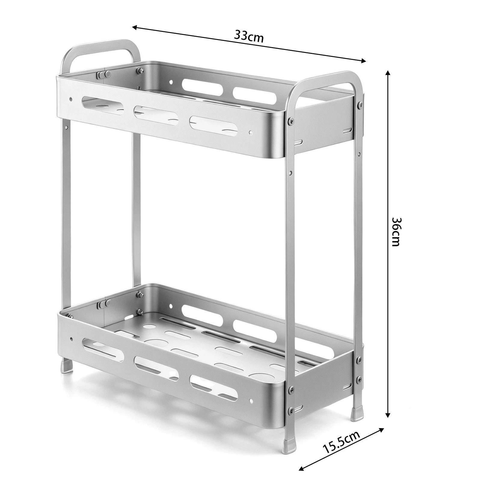 3 Ausway 2-Tier Aluminium Shower Organiser, Bathroom Caddy Shelf Storage Rack, 3 of 7