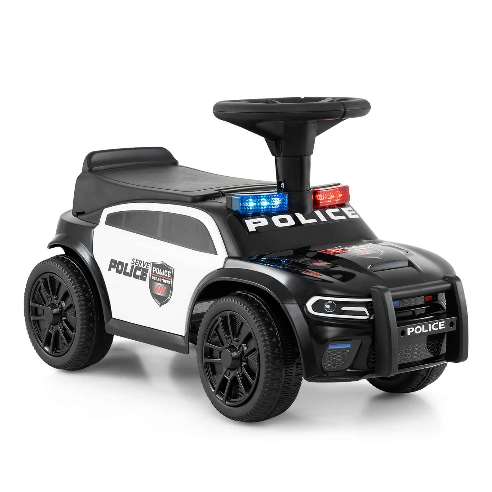 1 Costway Push Ride on Car Sliding Car Foot-to-Floor Police Car - Black, 1 of 1