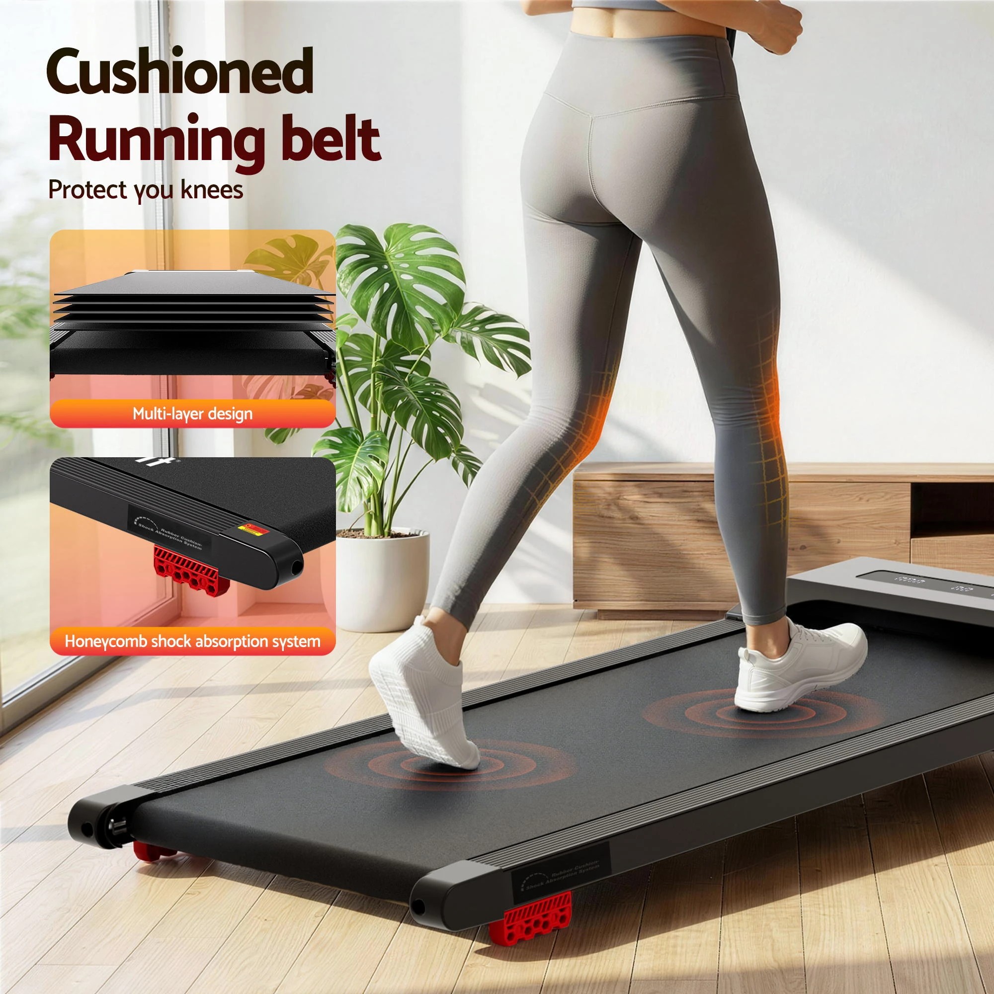 9 Everfit Treadmill Electric Walking Pad Incline Under Desk Home Gym 380mm - Black, 9 of 10