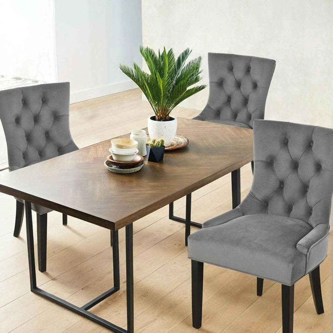 3 Artiss Dining Chairs Set of 4  French Provincial - Grey, 3 of 5