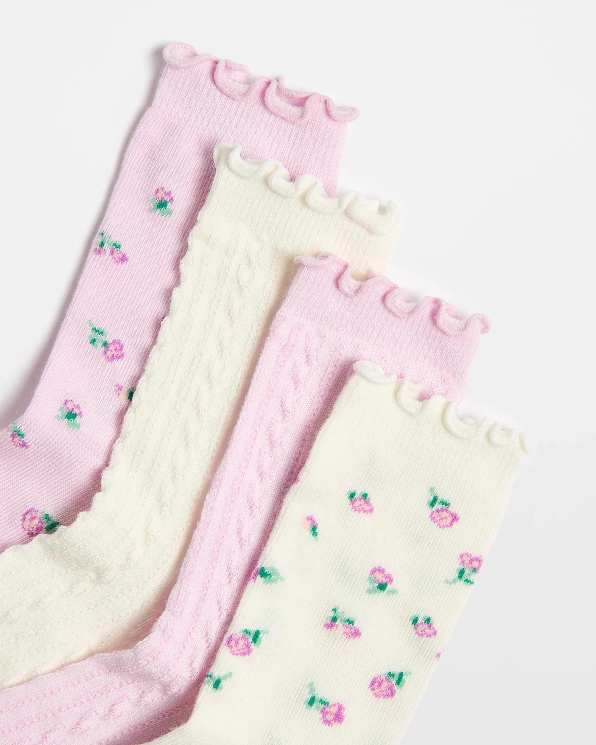 2 Maxx Australian Cotton Blend Crew Cut Floral/Textured Socks 4 Pack - Max MULTI, 2 of 3