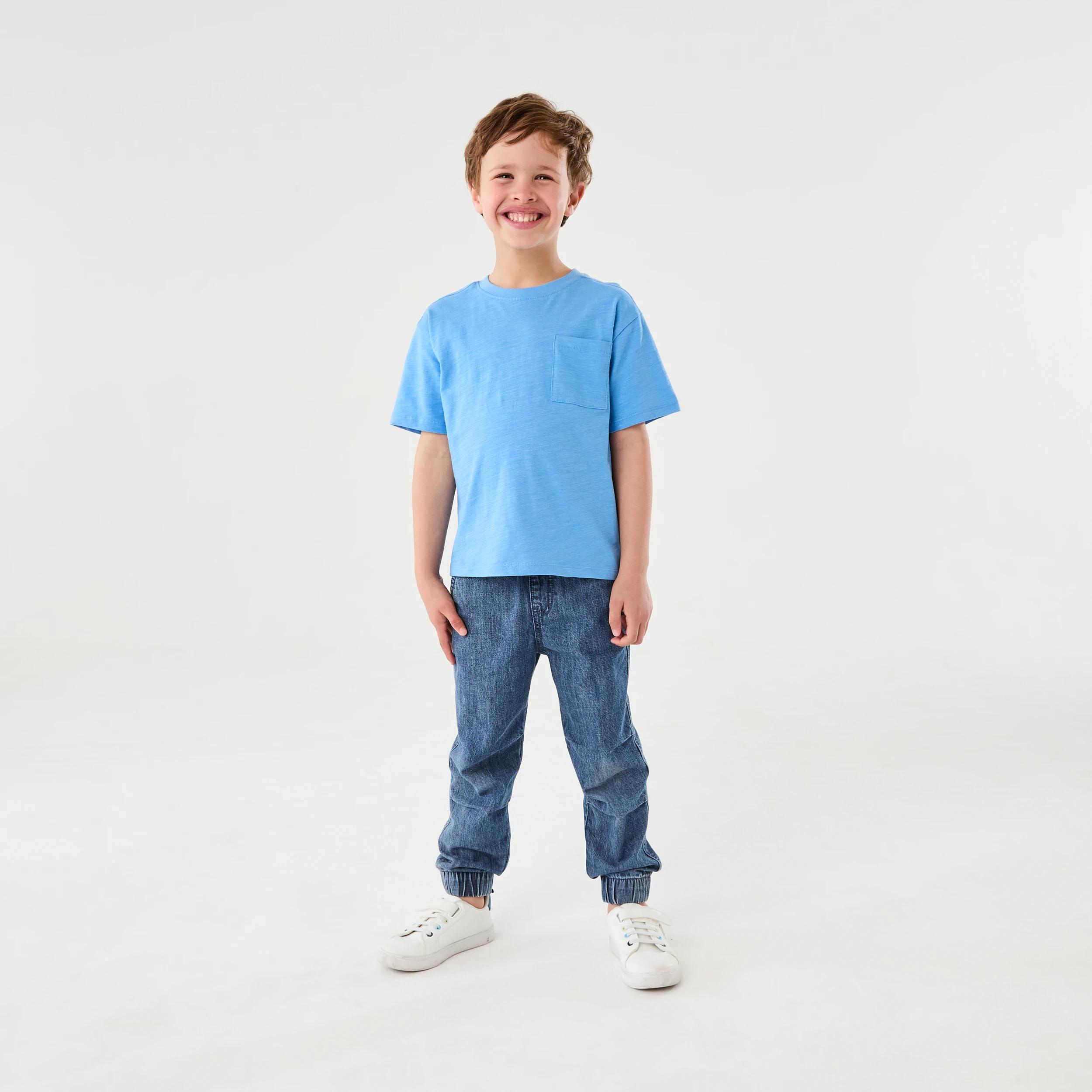 5 Plain Cotton T-shirt SILVER LAKE BLUE, 5 of 6