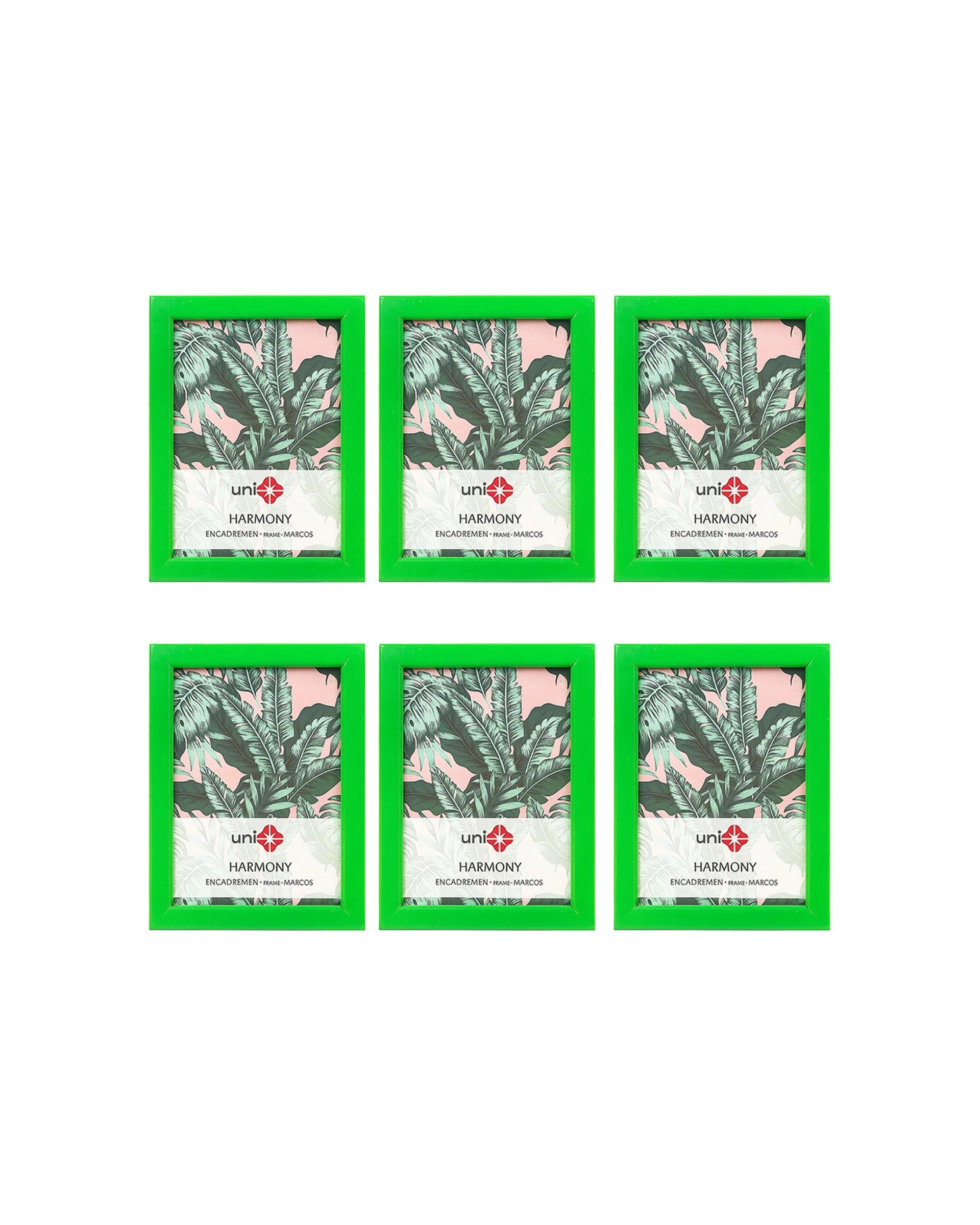 1 Unigift 6pk Harmony Wooden Glass Picture Photo Frame 13x18cm Bright - Green, 1 of 2