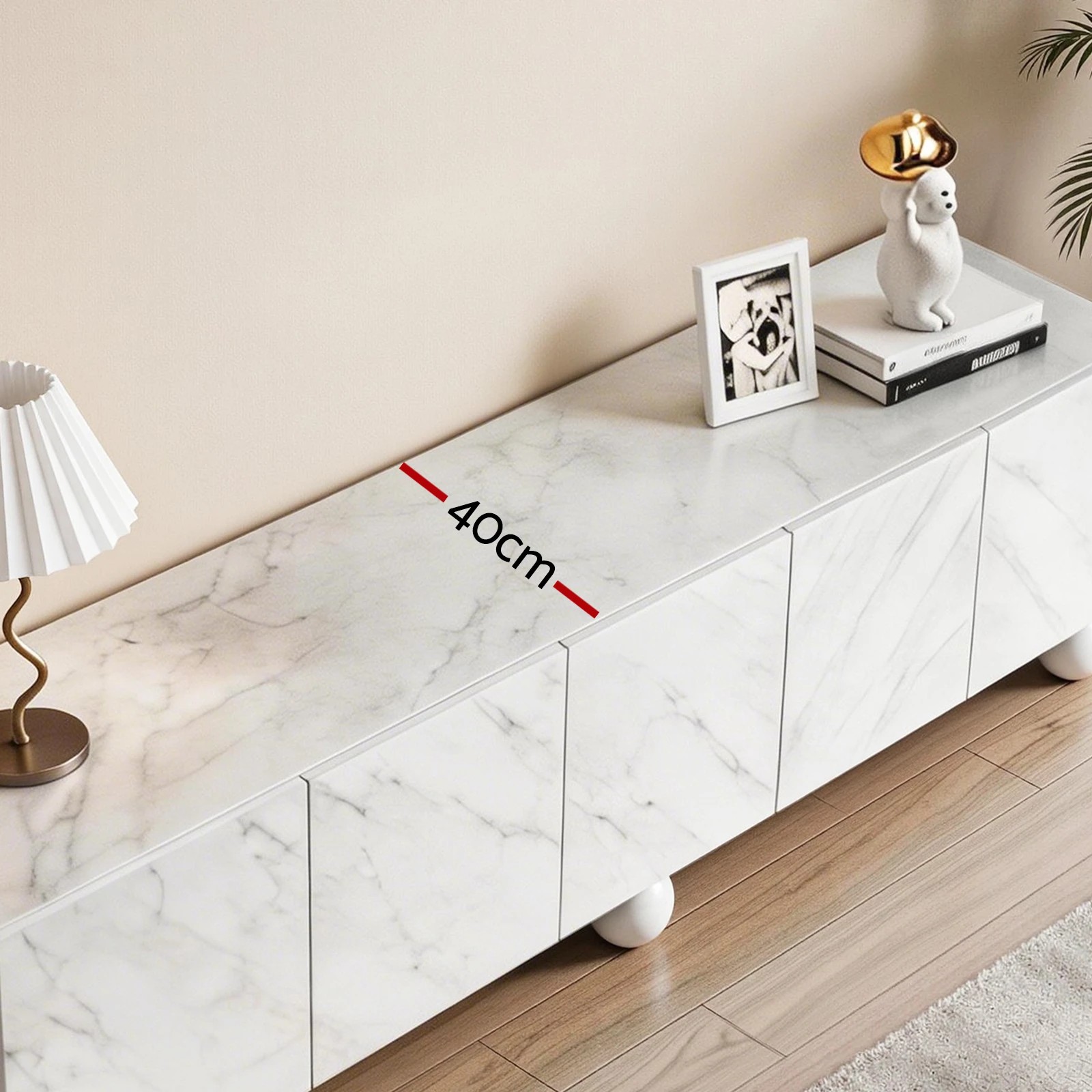 6 Artiss 200cm TV Unit Entertainment Unit Marble Effect Finish Storage Cabinet - White, 6 of 9