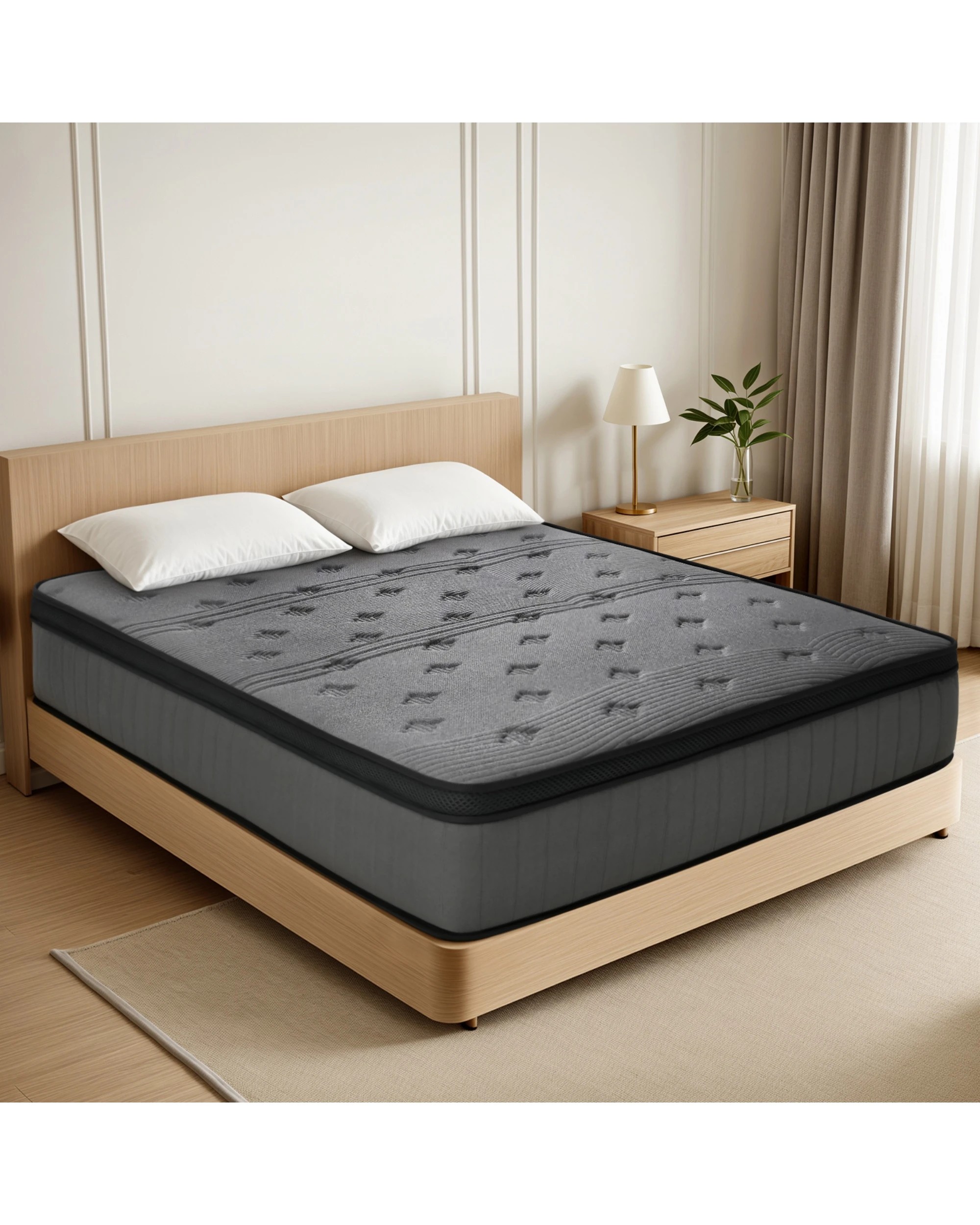 4 Advwin Mattress Single Medium Firm Bed Top Pocket Spring 30cm - Grey, 4 of 4