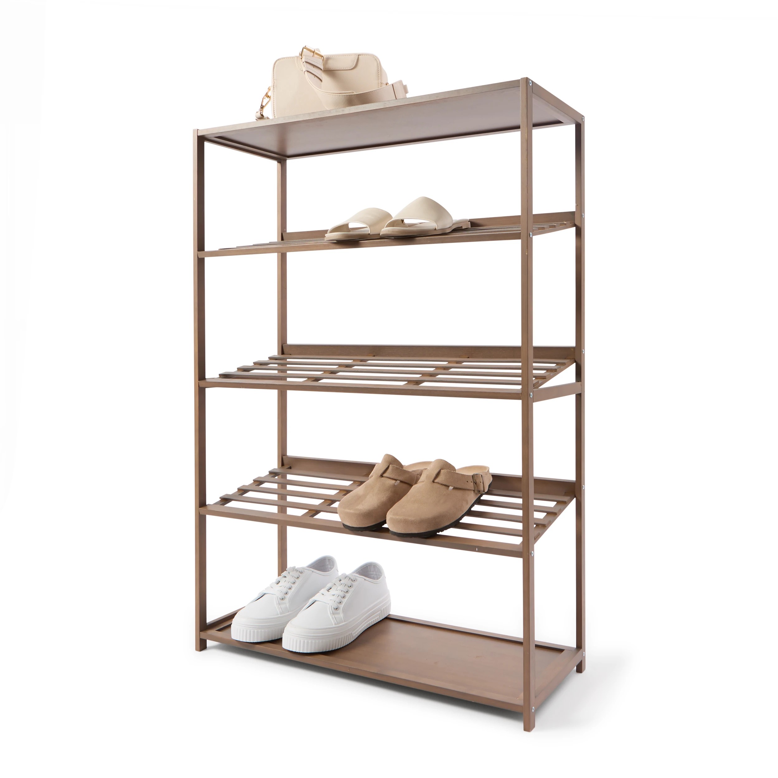 1 5 Tier Walnut Look Shoe Rack, 1 of 8
