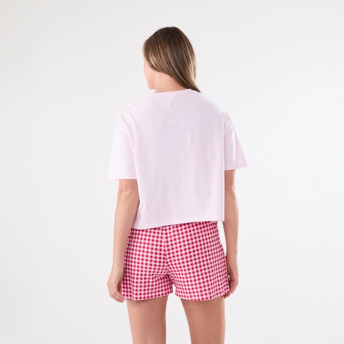 3 Knit T-shirt and Shorts Pyjama Set CHERRY GINGHAM CORDYLINE, 3 of 5