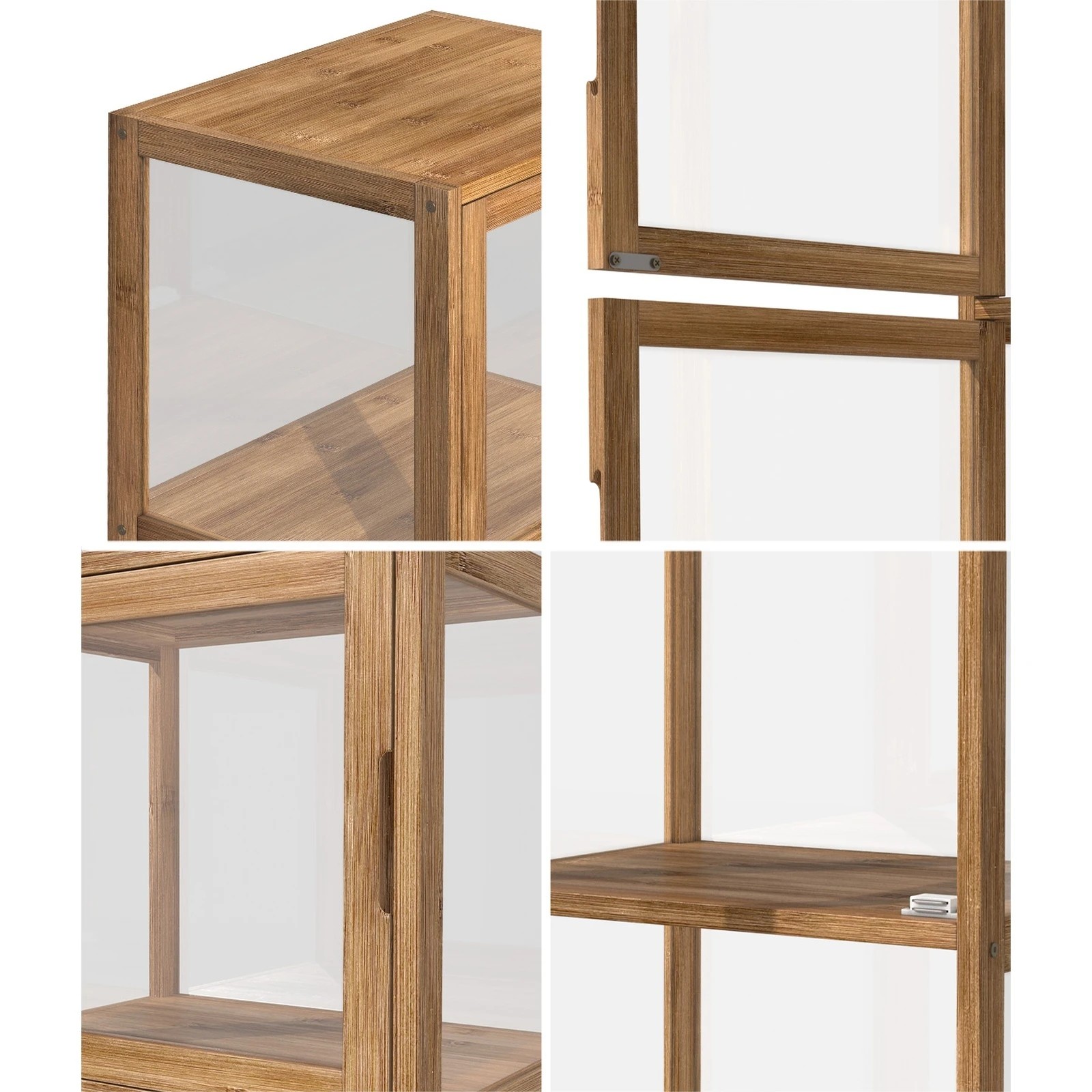 4 Oikiture Display Cabinet 5-tier Slim Storage Shelves Clear Bookcase Rack
 - Natural, 4 of 9
