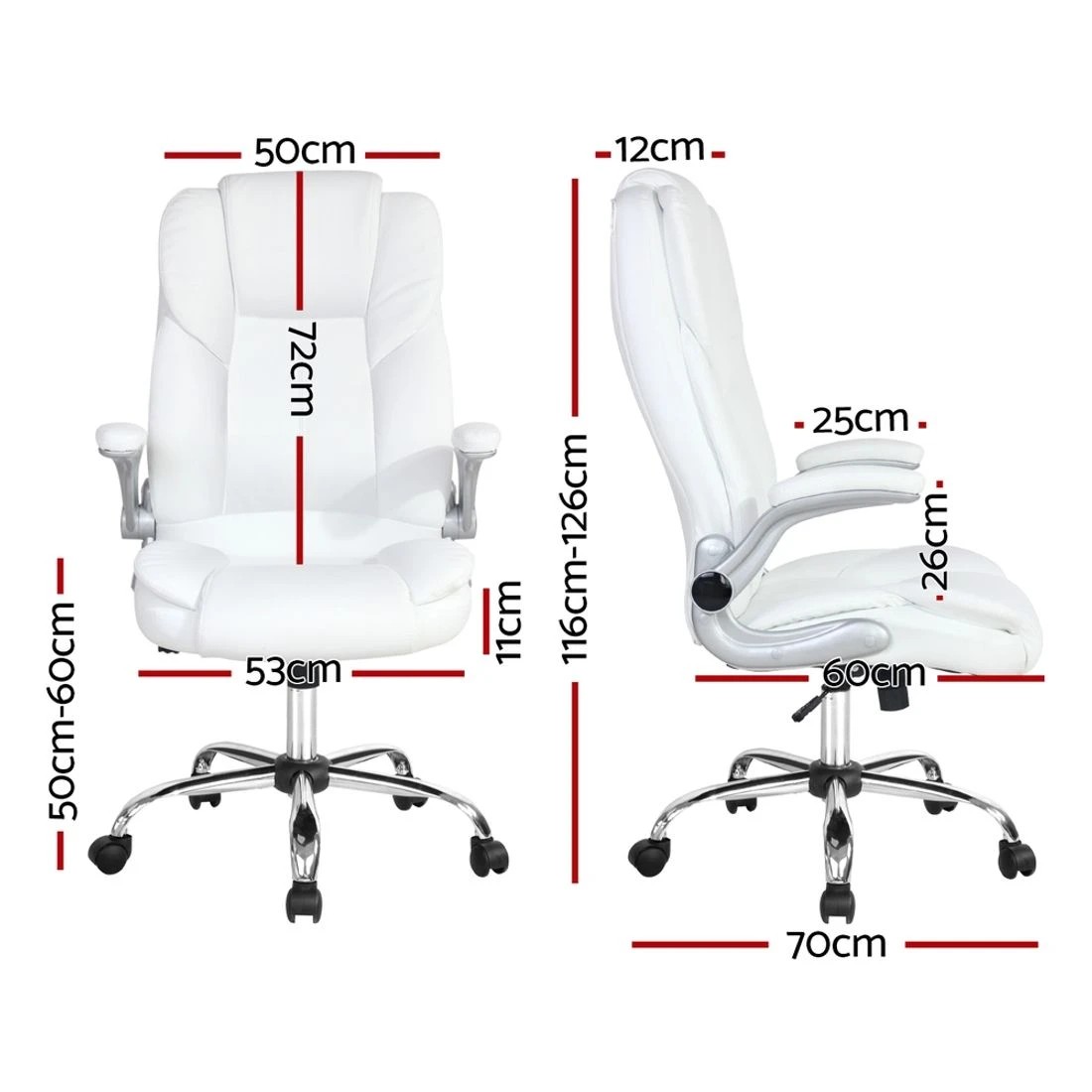 3 Artiss Executive Office Chair Leather Tilt - White, 3 of 9