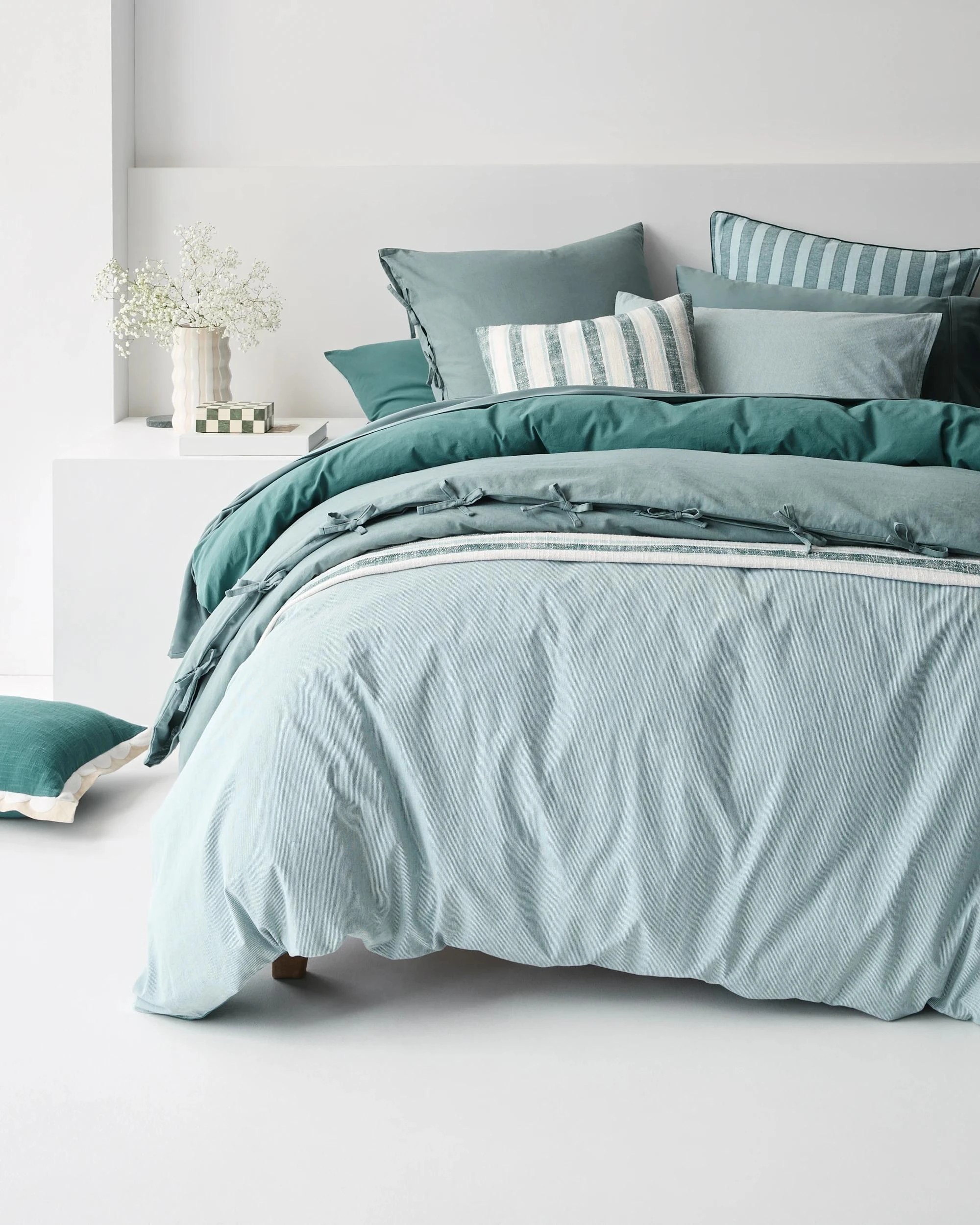 5 Arlo Cotton Stonewash Quilt Cover Set - Super King Bed - Green, 5 of 5