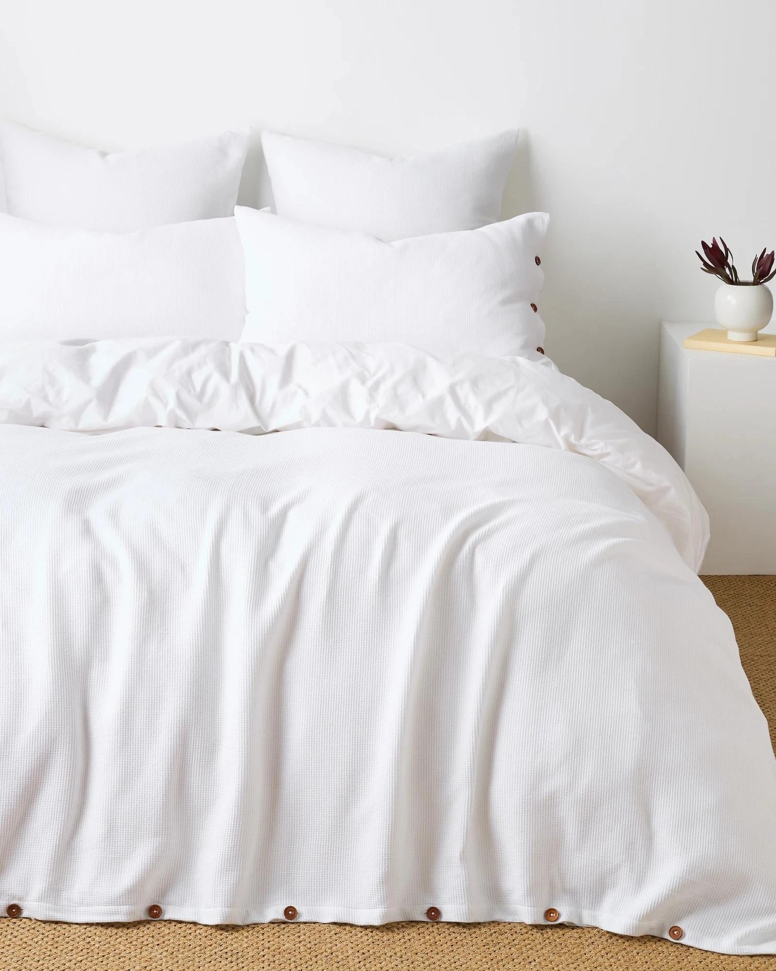 1 Target Nico Mini Waffle Australian Cotton Quilt Cover Set - Queen Bed - White, 1 of 3