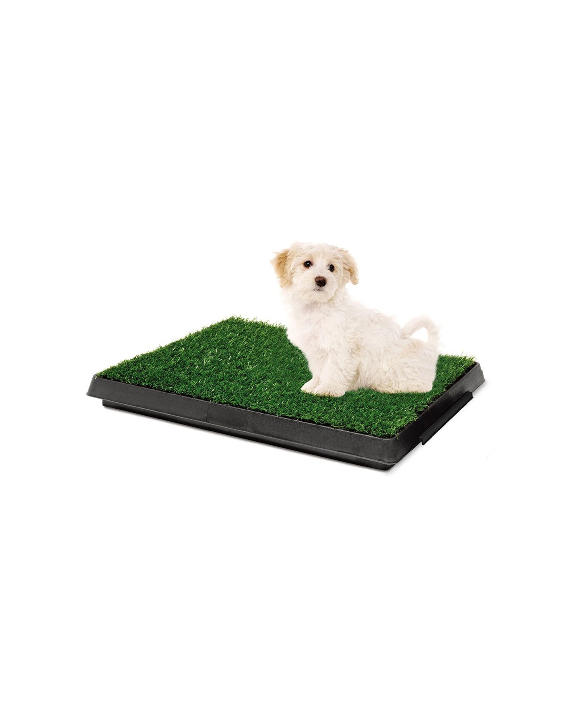 2 Paws And Claws Portable Indoor Training Potty Grass With Removable Waste Tray 63cm - Green, 2 of 5