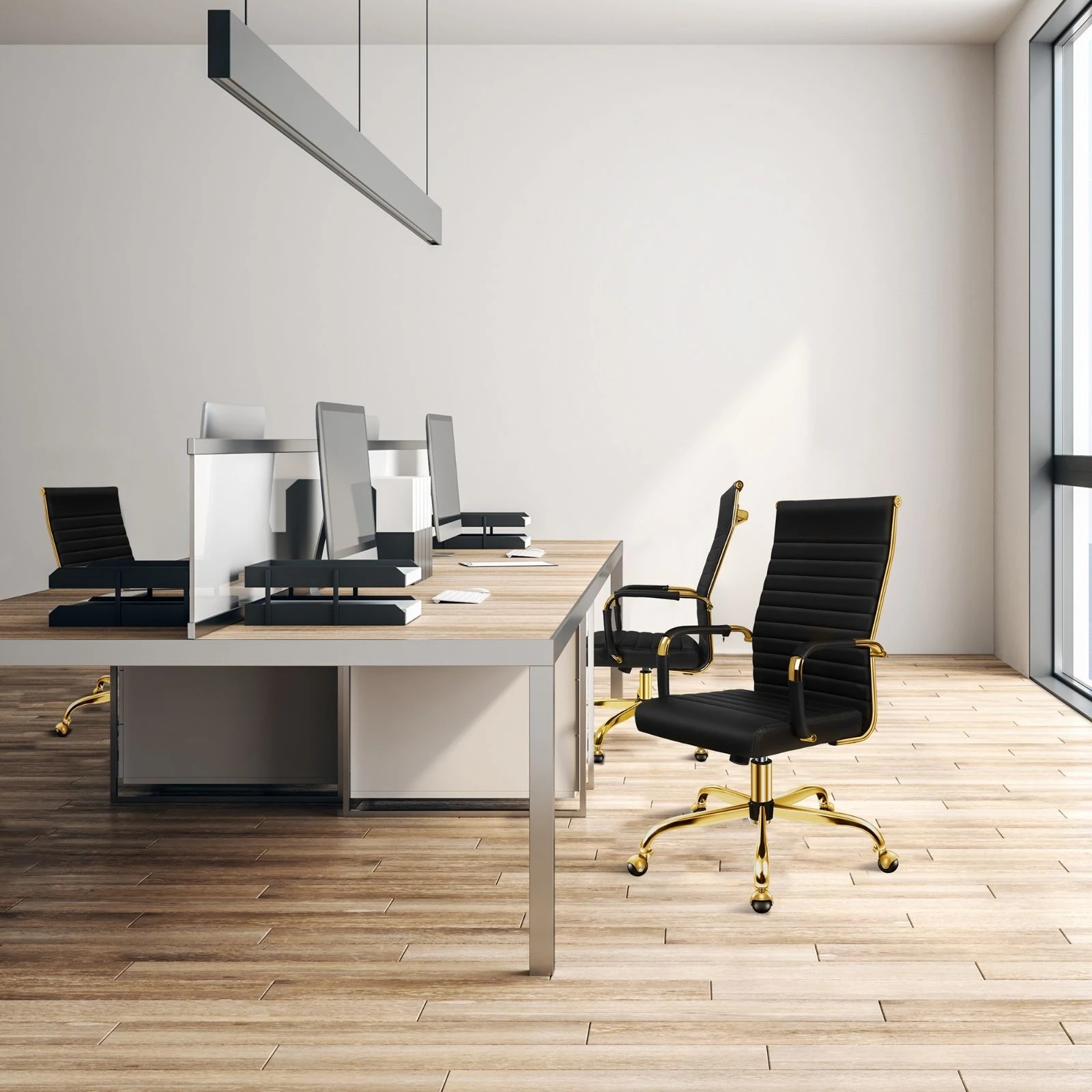 4 Alfordson Office Chair Padded Seat Ergonomic Executive Computer Study Gaming - Black, 4 of 10