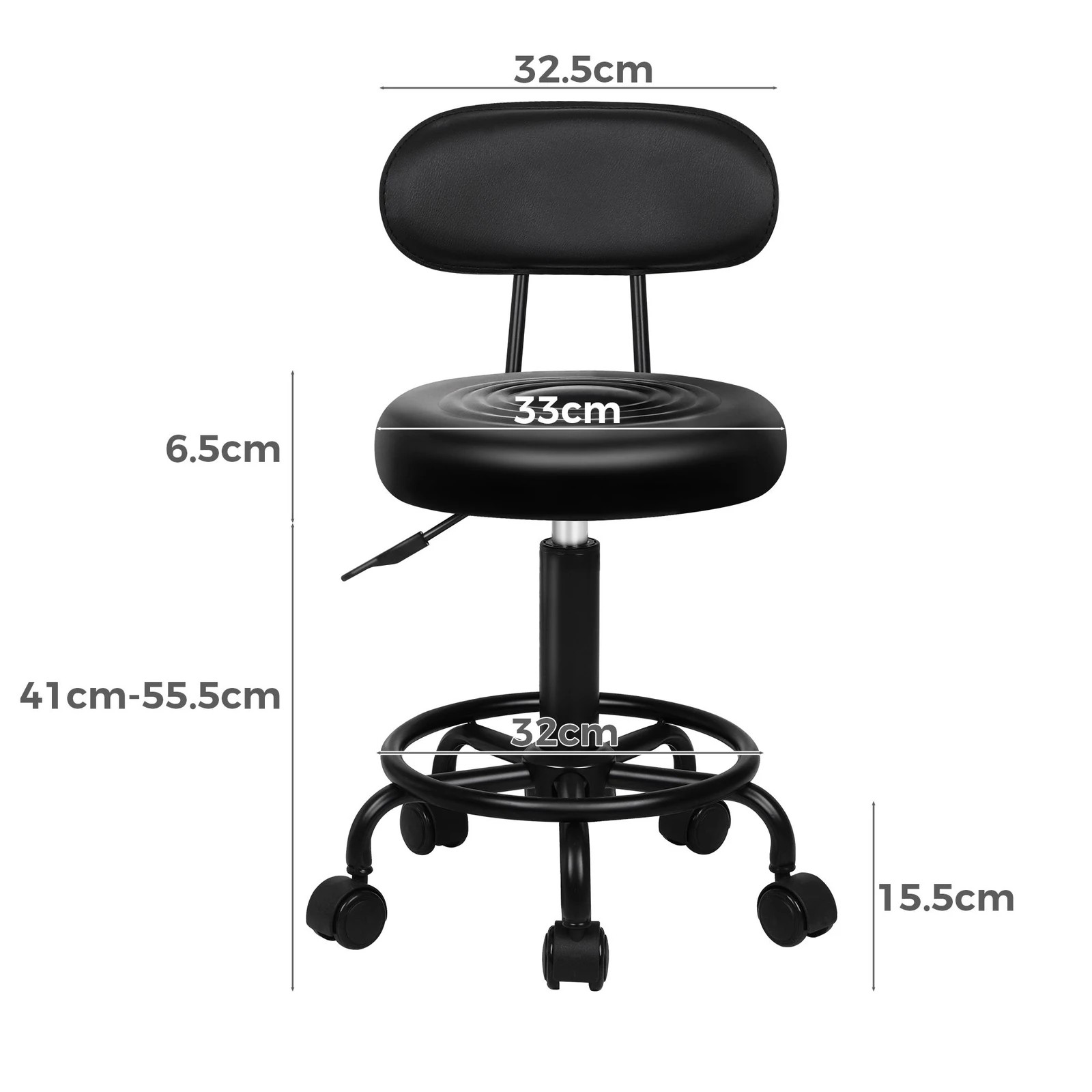 8 Alfordson Salon Stool Backrest Swivel Barber Hair Dress Chair Declan - Black, 8 of 8