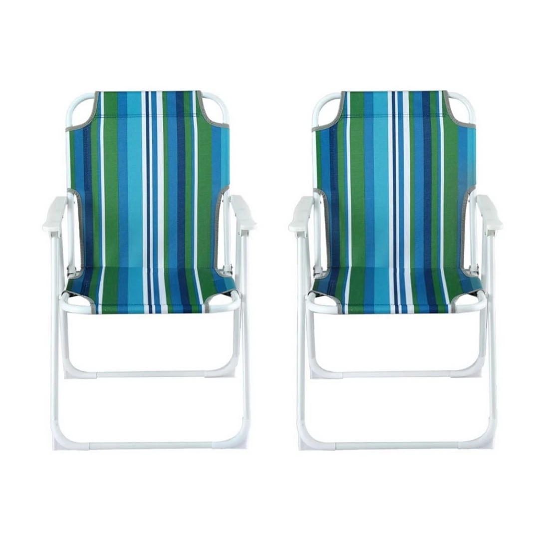 3 Gardeon Outdoor Chairs Folding Camping Chair Steel Portable Patio Furniture - Multi, 3 of 6