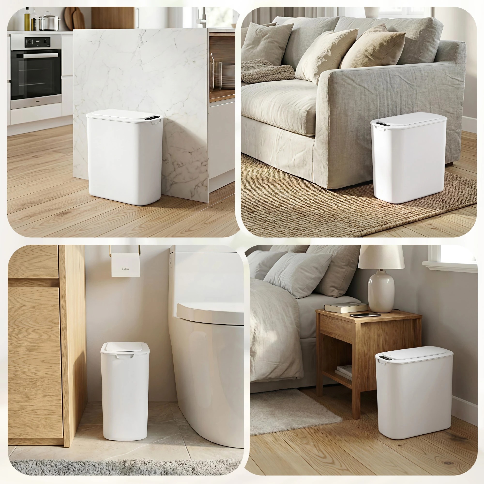 7 Devanti 11L Motion Sensor Kitchen Bins Slim Touchless Rubbish Can 2PCS - White, 7 of 7