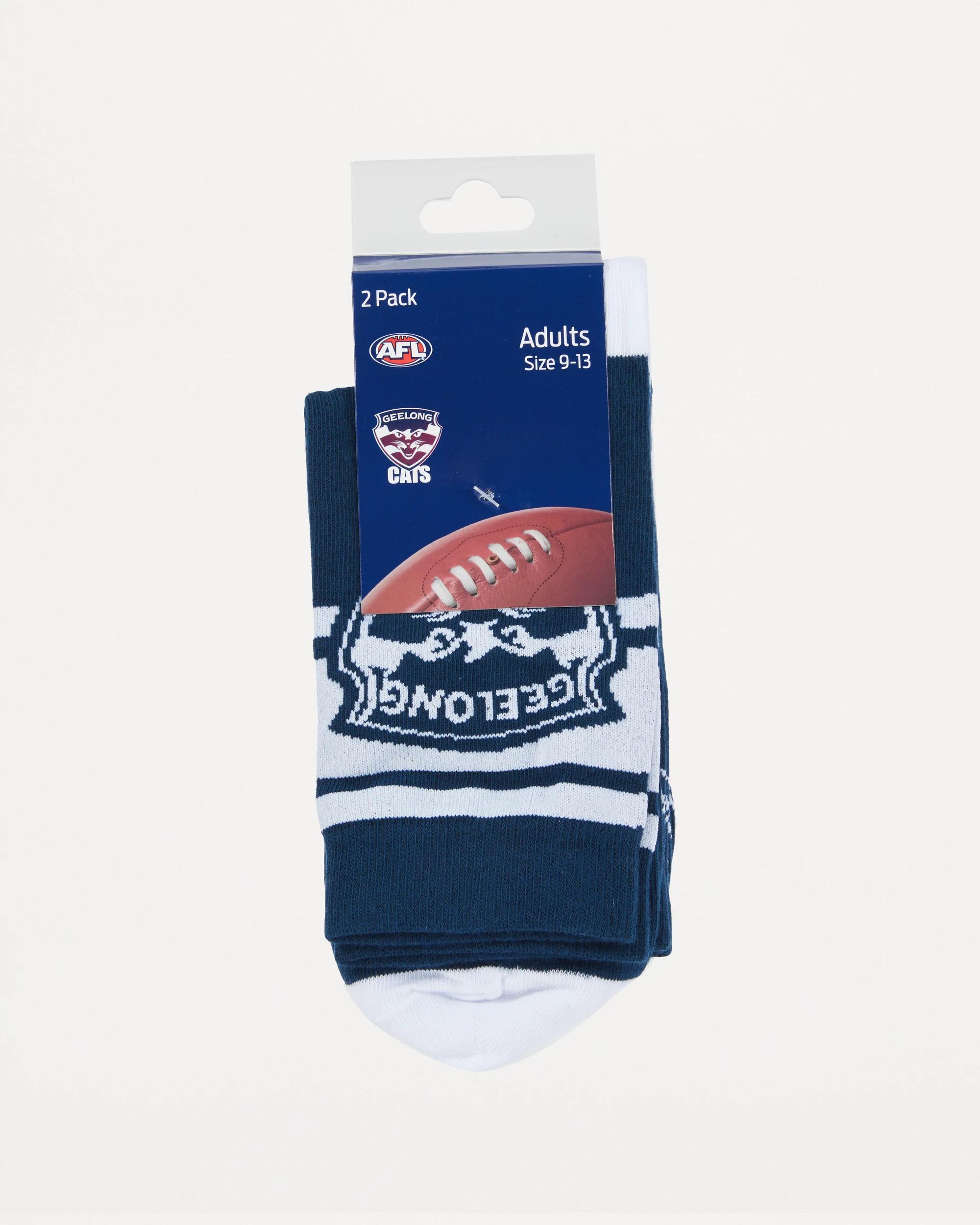 3 2 Pack Official AFL Adult Sock Set NAVY GEELONG, 3 of 3