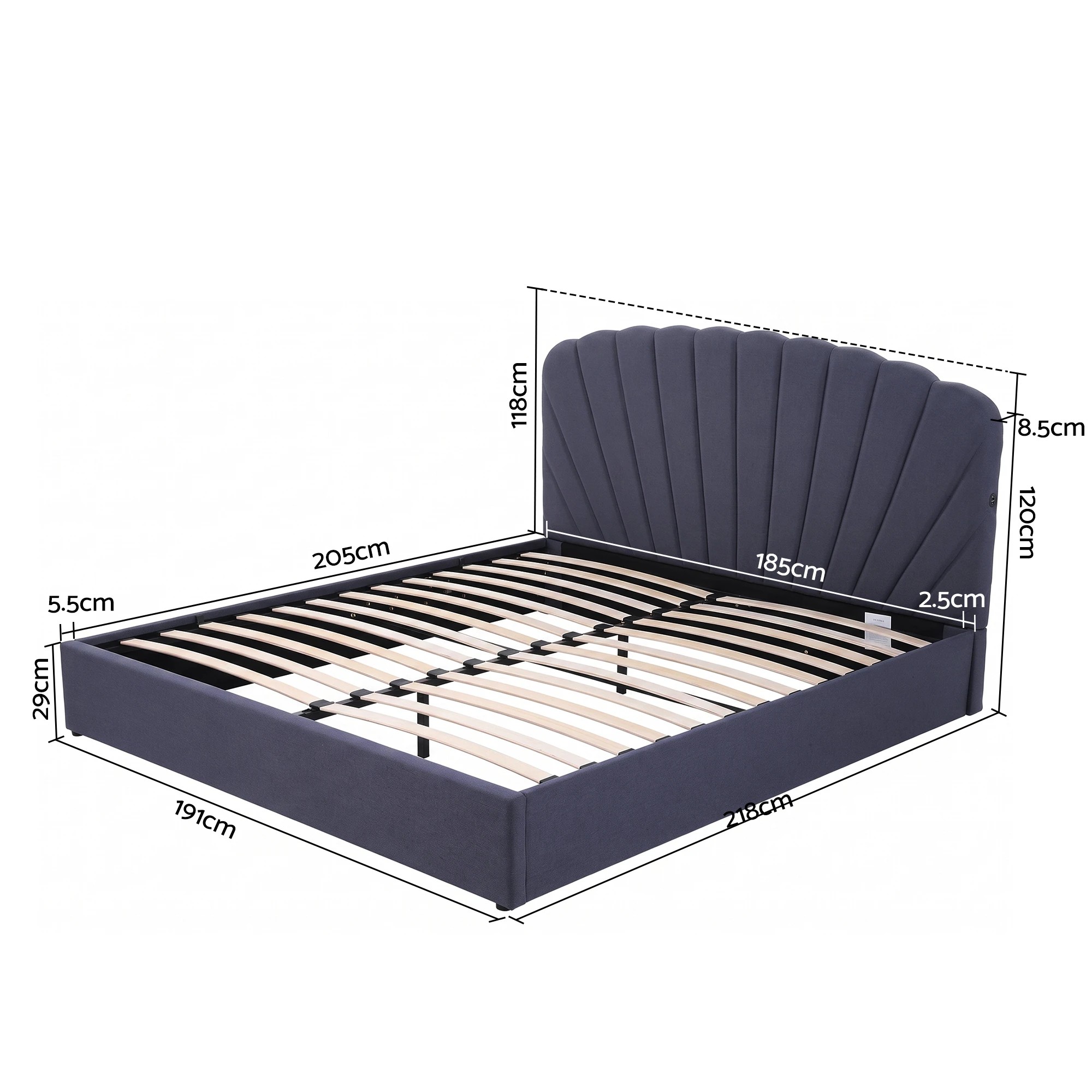2 Artiss Bed Frame with Lift Up Storage and USB Ports - King Bed - Grey, 2 of 9