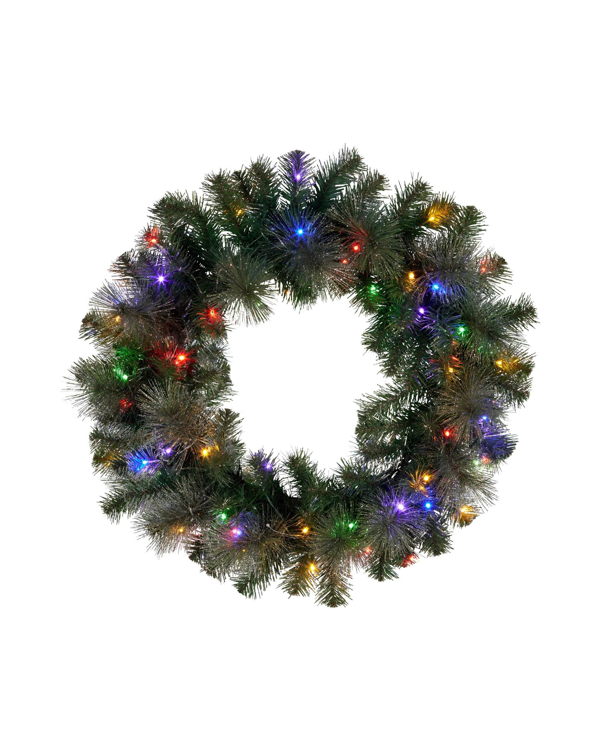 1 Christabelle 61cm Christmas Wreath Led Lights Glittery Gold Pine Front Door Decoration Ornament, 1 of 7