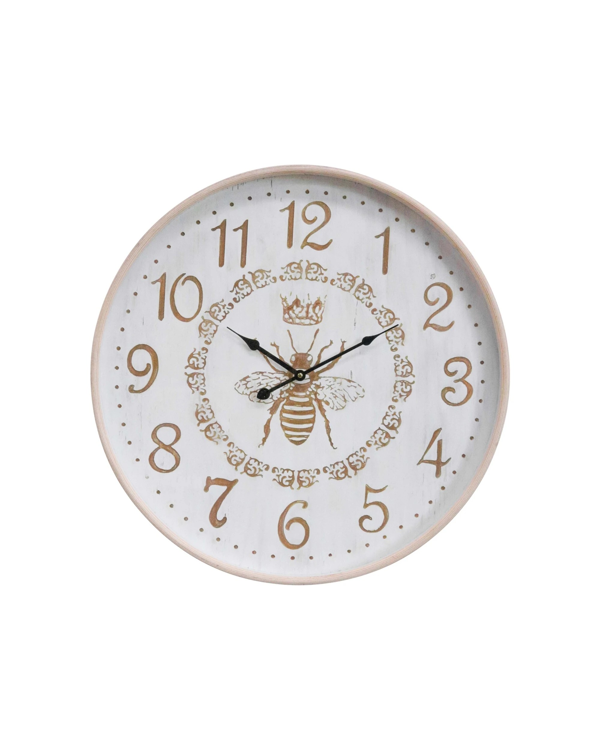 1 LVD Bee Engravedglass Hanging Wall Clock Analogue Round Decor 60cm - Clear, 1 of 1