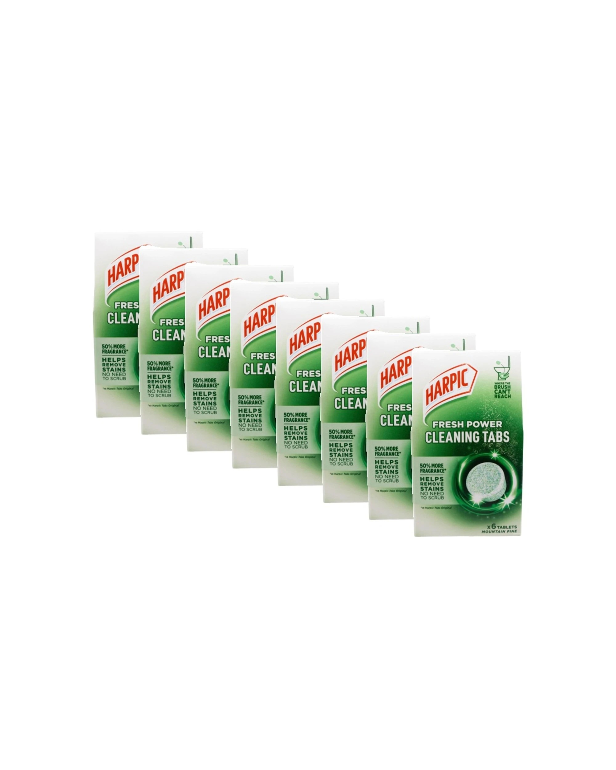 1 Harpic Antibacterial Fresh Power Toilet Cleaning Tabs Mountain Pine 8 x 6pc - Multi, 1 of 5