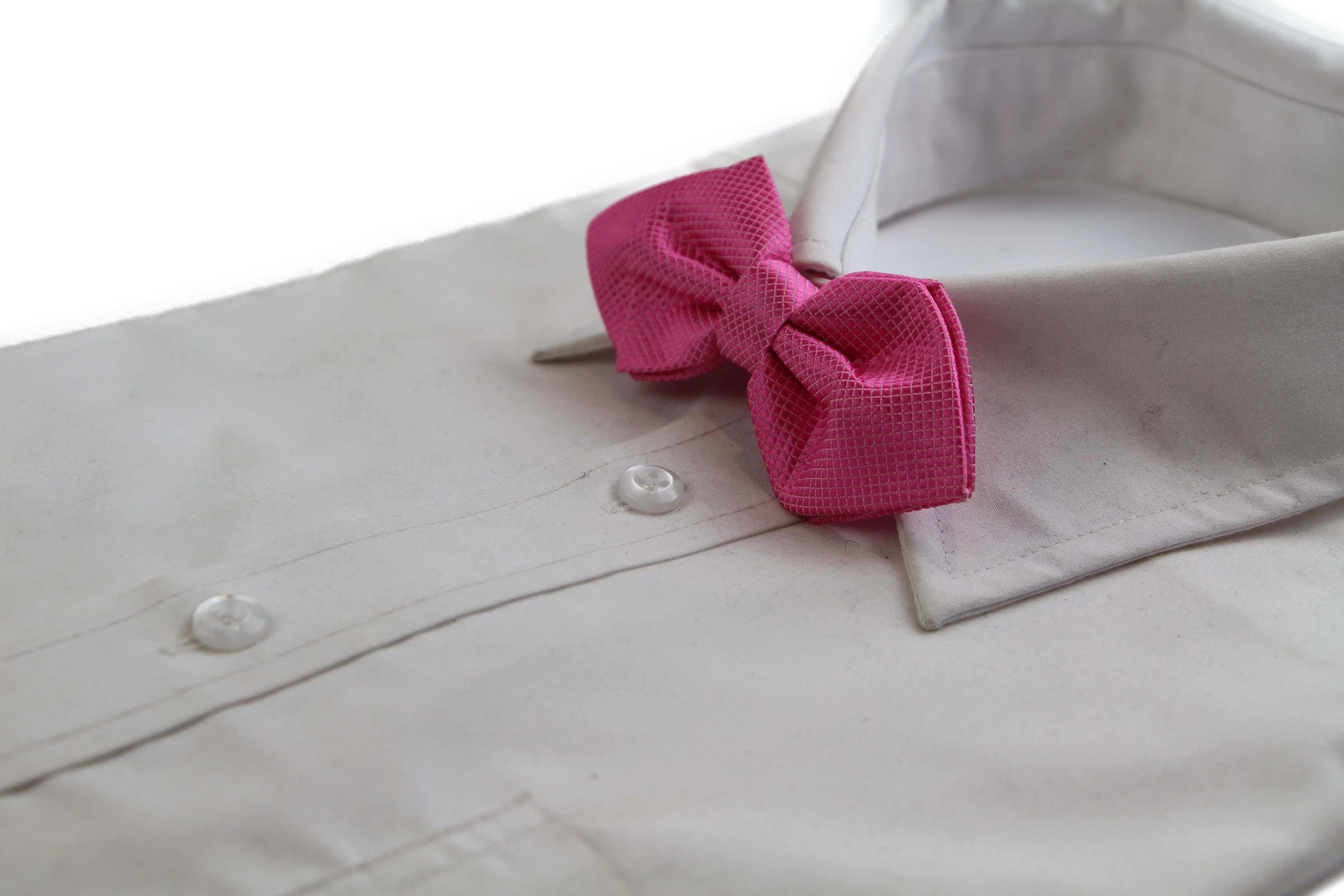 1 Zasel Mens Fuchsia Diamond Shaped Checkered Bow Tie - Pink, 1 of 3